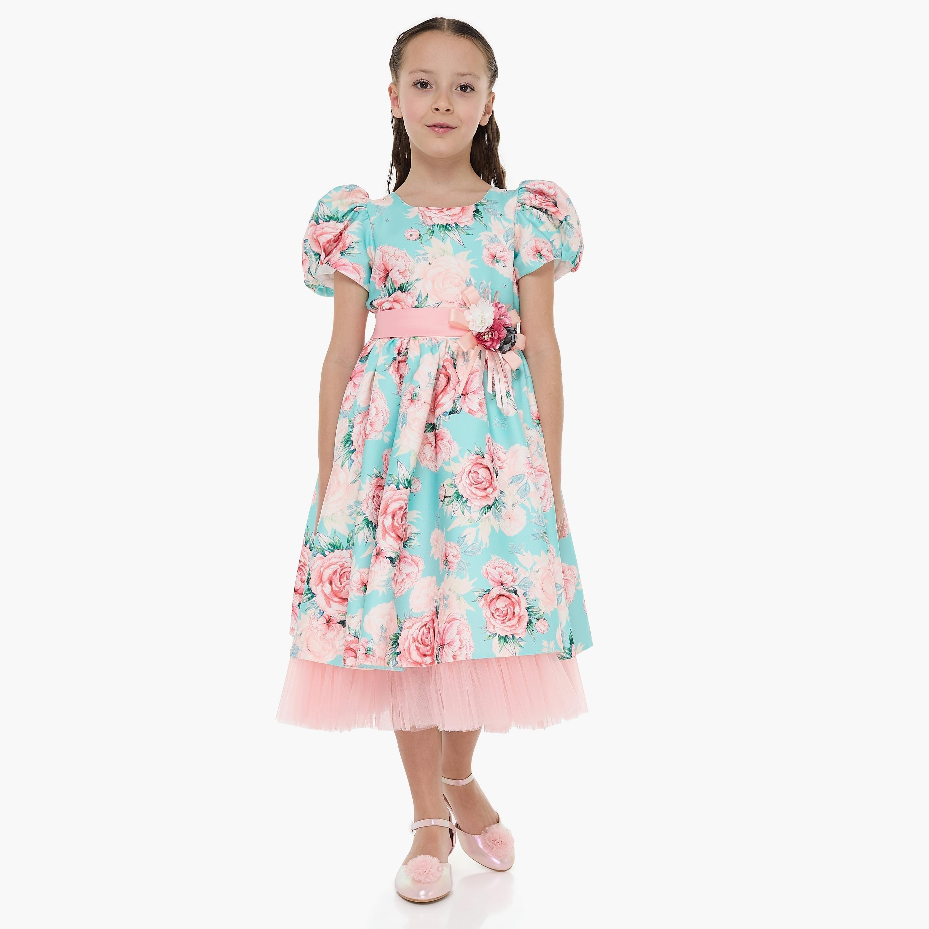 Victor and Jane Floral Printed Cap Sleeves Dress-girls-clothing-dressesandjumpsuits-image-3