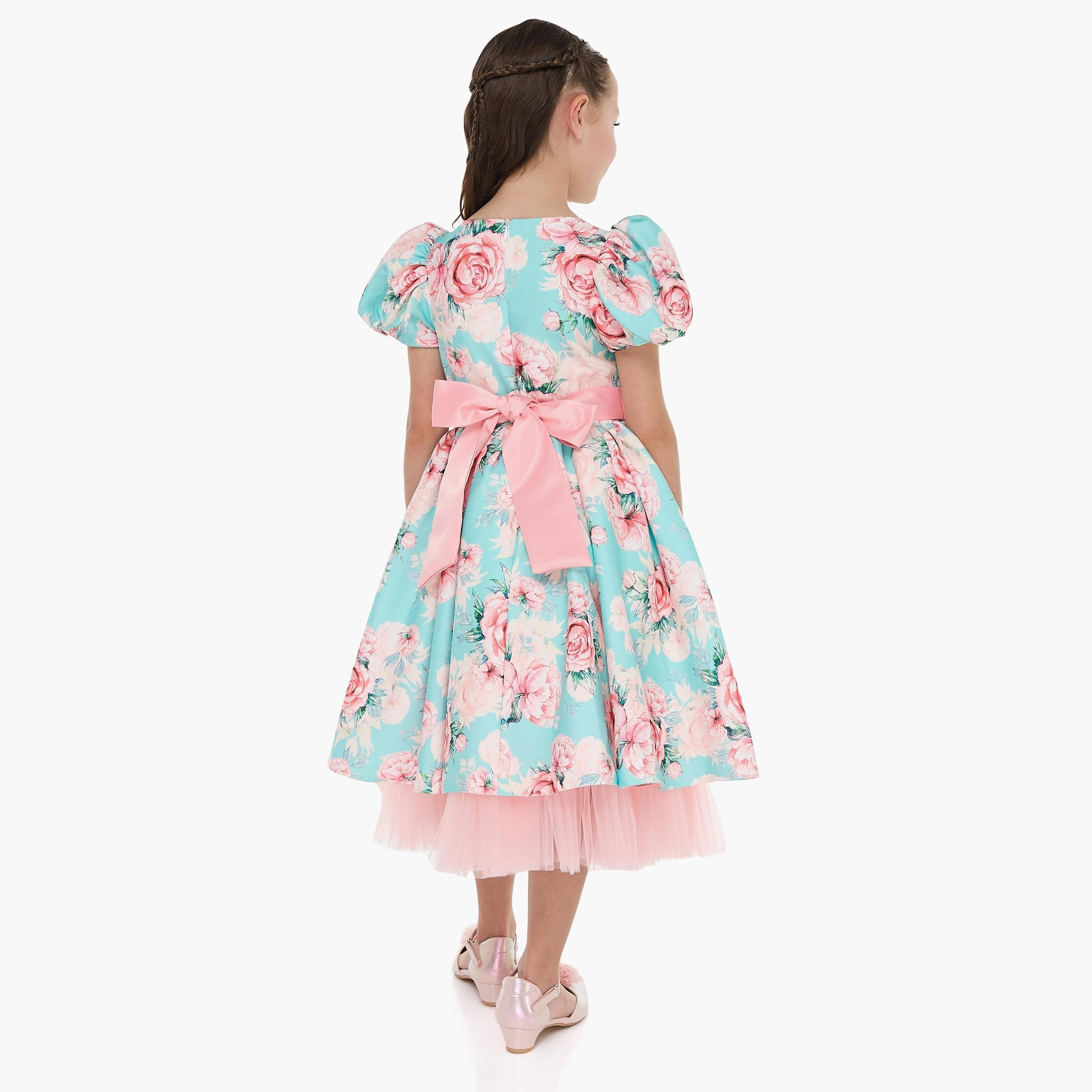 Victor and Jane Floral Printed Cap Sleeves Dress-girls-clothing-dressesandjumpsuits-image-5