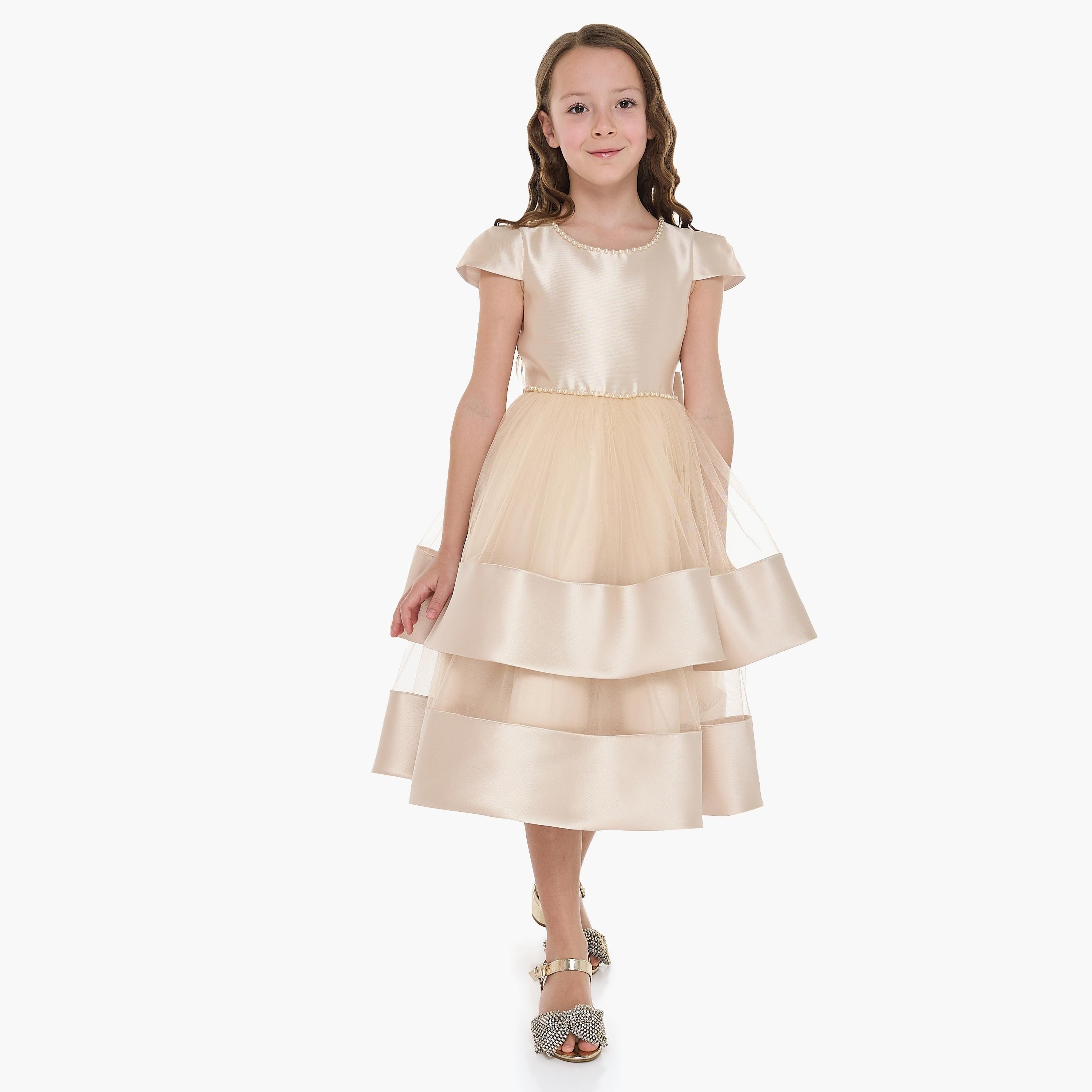 Victor and Jane Solid Cap Sleeves Dress-girls-clothing-dressesandjumpsuits-image-2