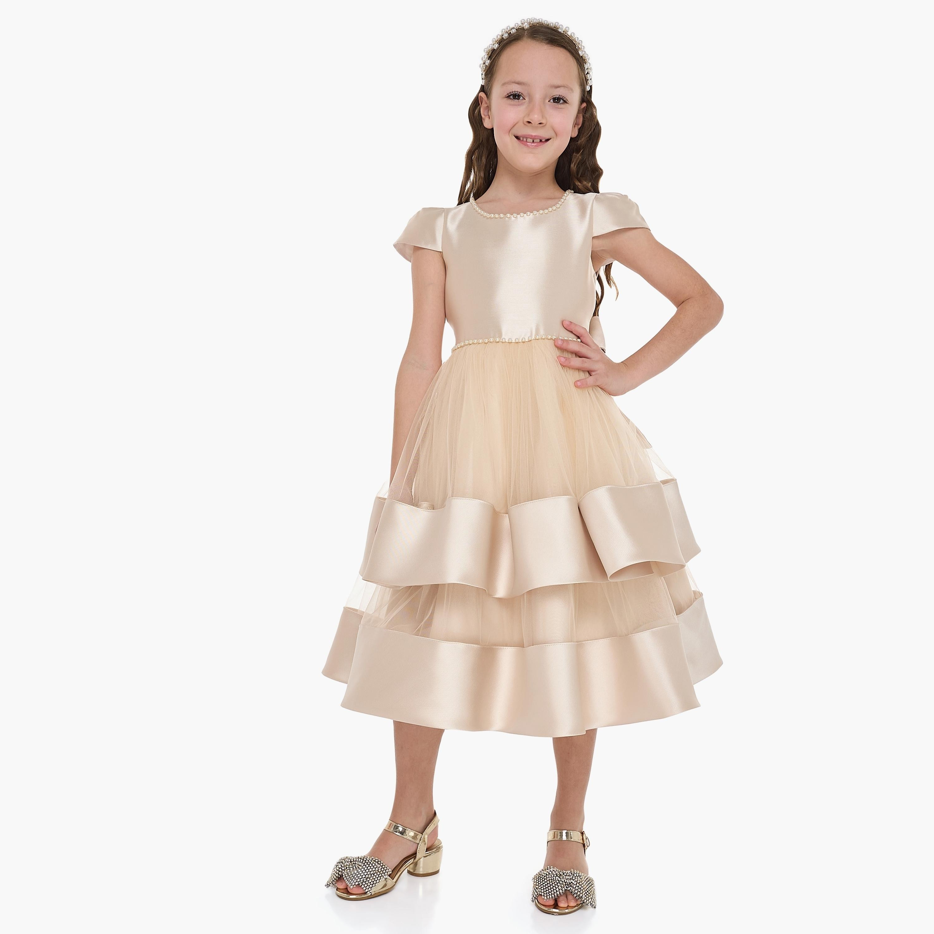 Victor and Jane Solid Cap Sleeves Dress-girls-clothing-dressesandjumpsuits-image-3