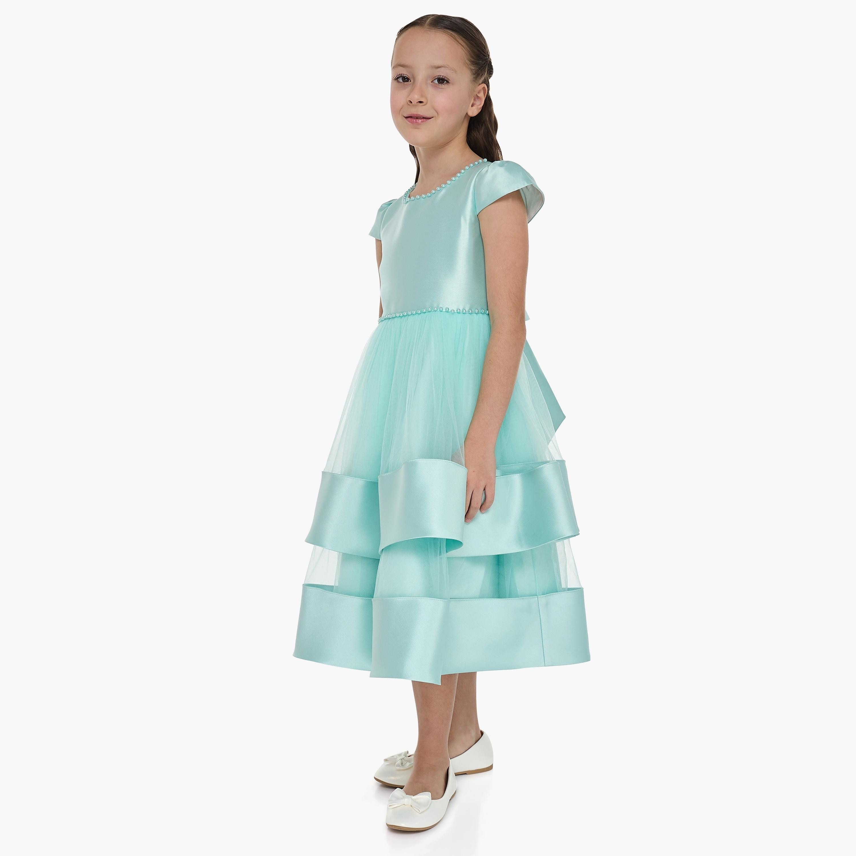 فستان سادة بأكمام كاب من فيكتور اند جين-girls-clothing-dressesandjumpsuits-image-3