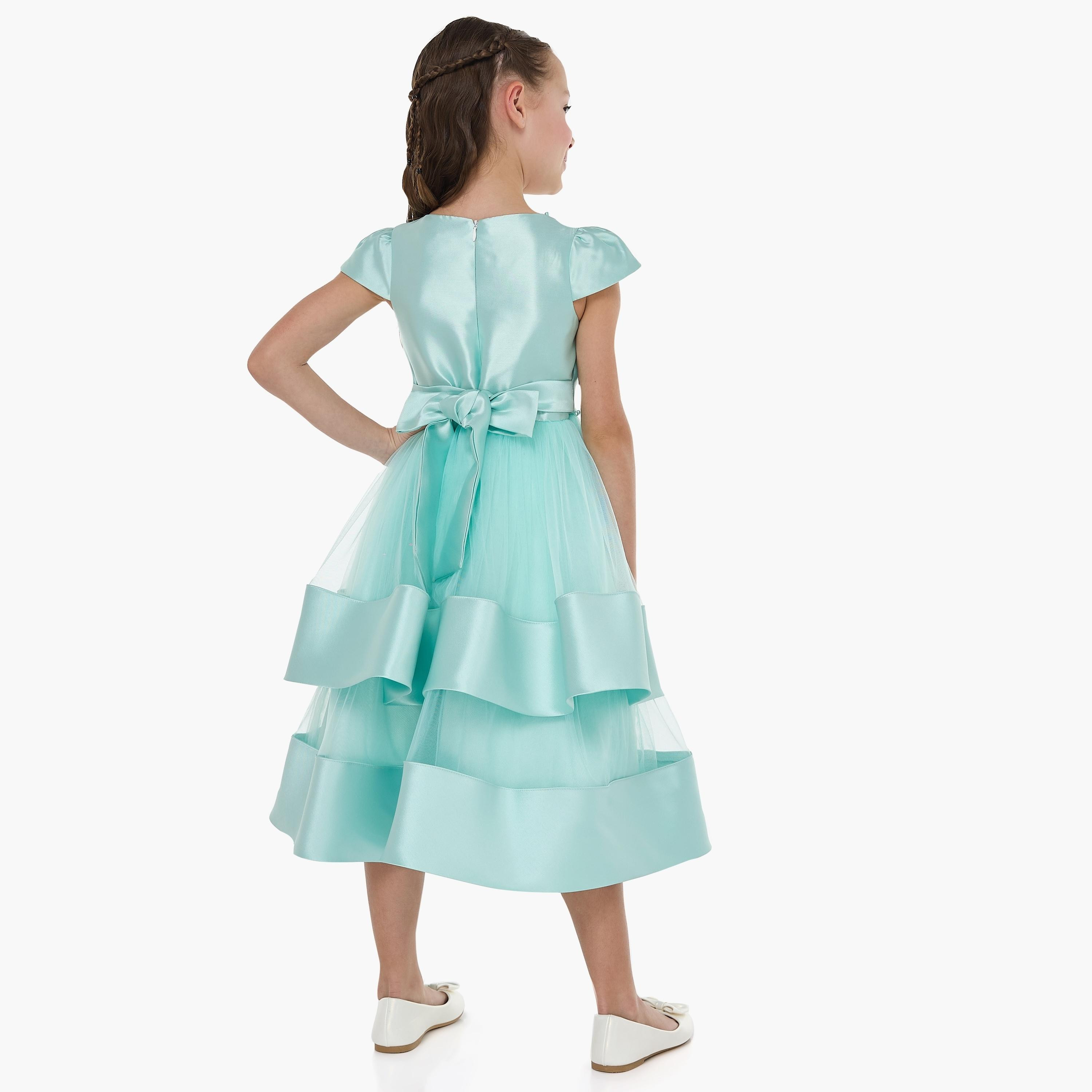 فستان سادة بأكمام كاب من فيكتور اند جين-girls-clothing-dressesandjumpsuits-image-4
