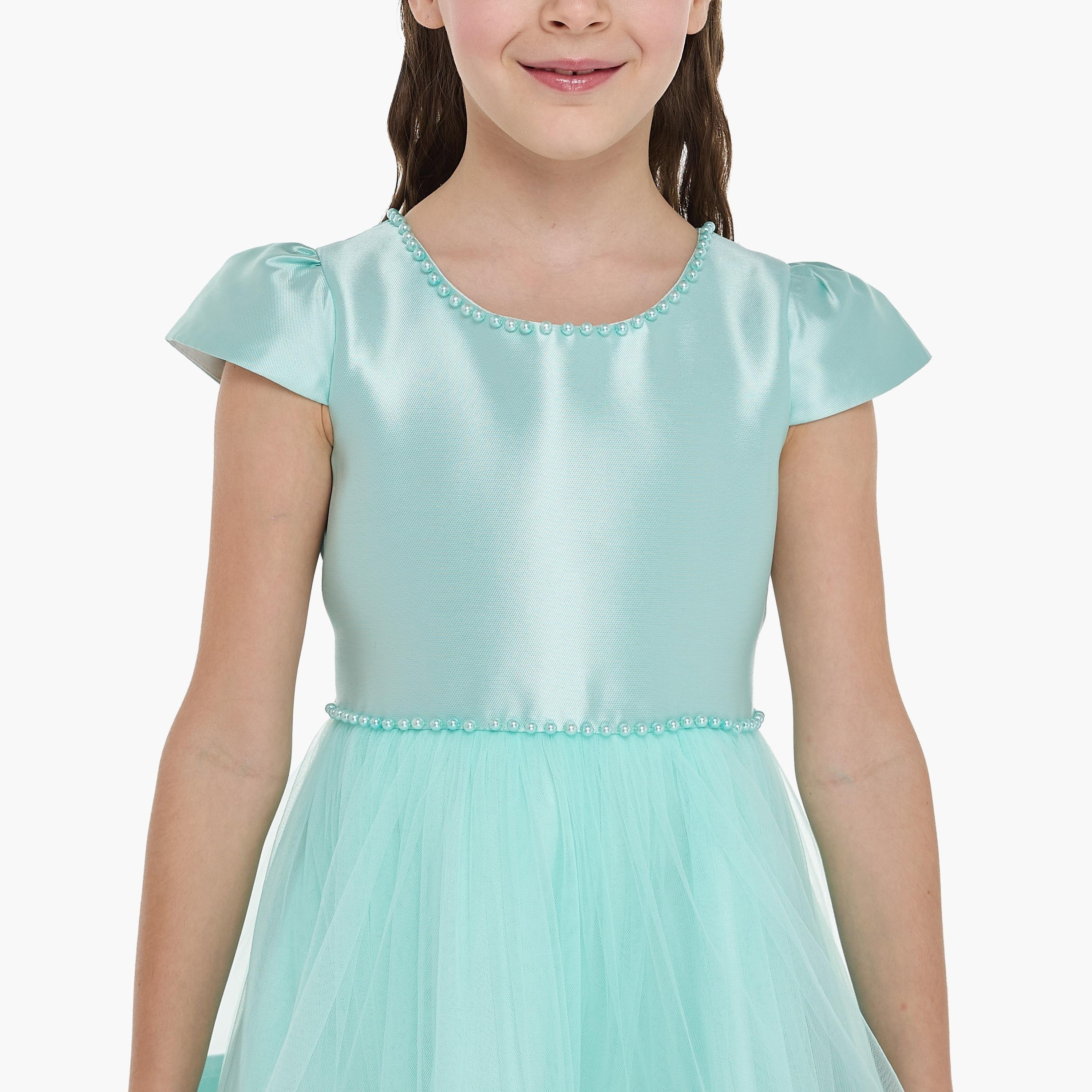 فستان سادة بأكمام كاب من فيكتور اند جين-girls-clothing-dressesandjumpsuits-image-5