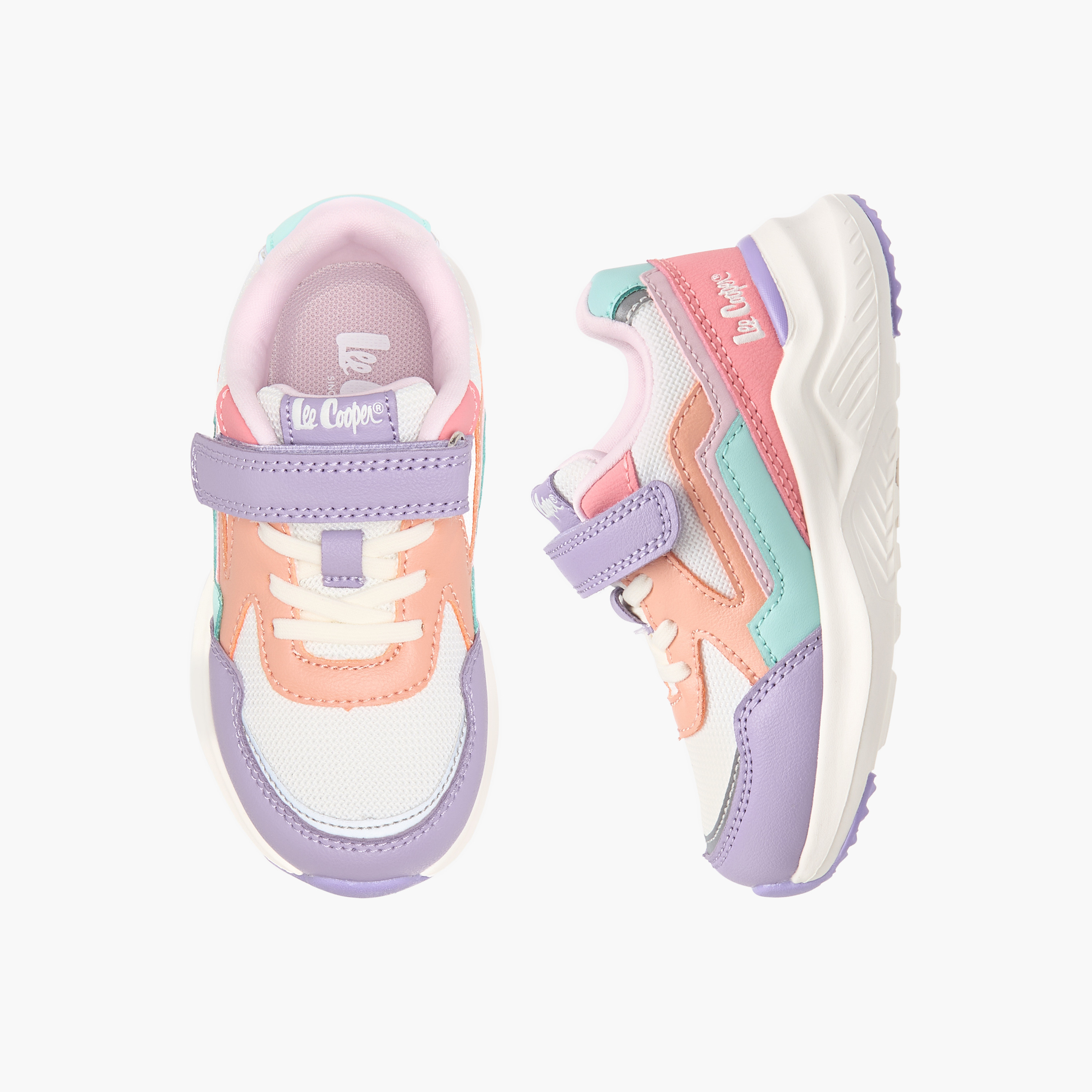 Lee Cooper Girls' Colourblock Sneakers with Hook and Loop Closure-girls-shoes-sneakers-image-1