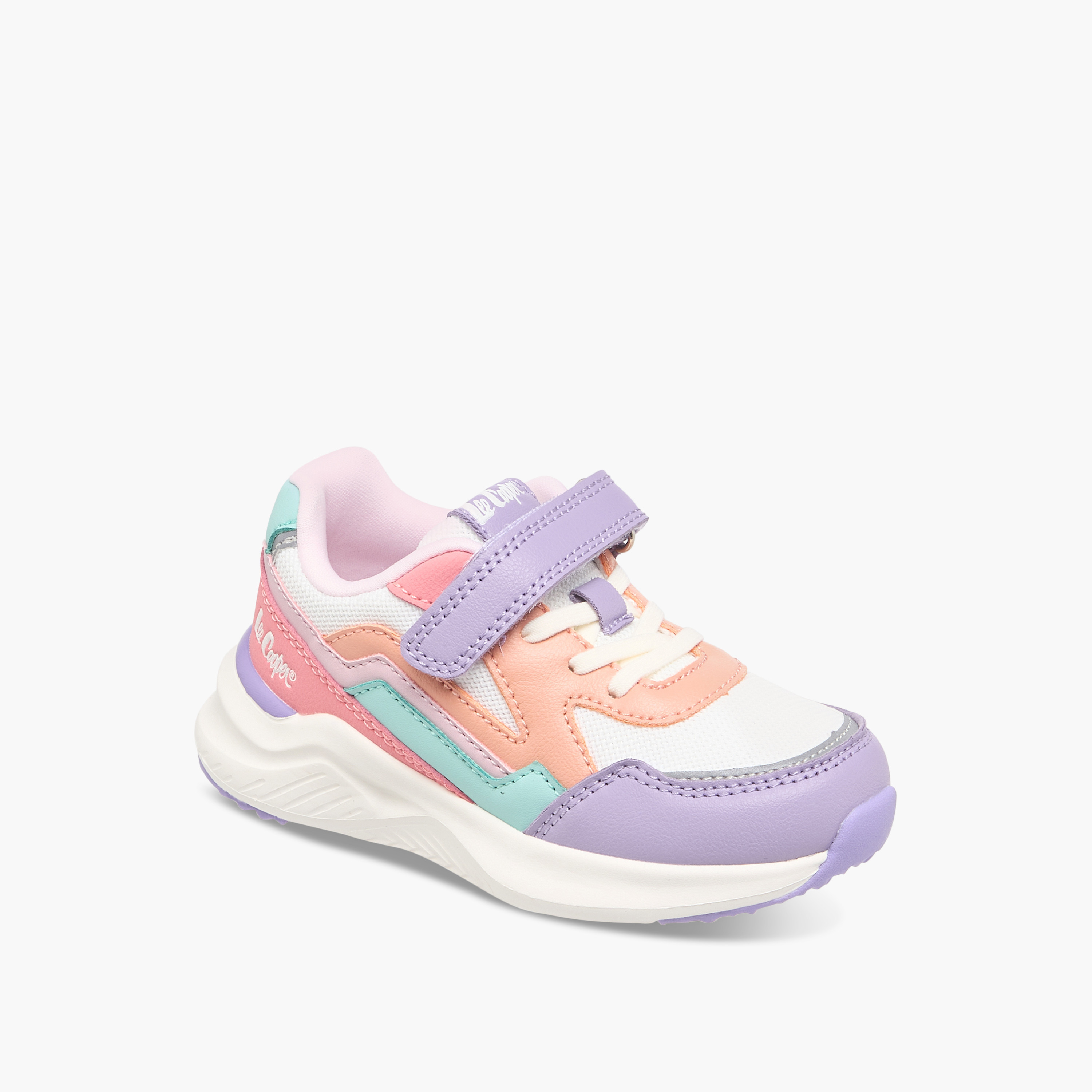 Lee Cooper Girls' Colourblock Sneakers with Hook and Loop Closure-girls-shoes-sneakers-image-2