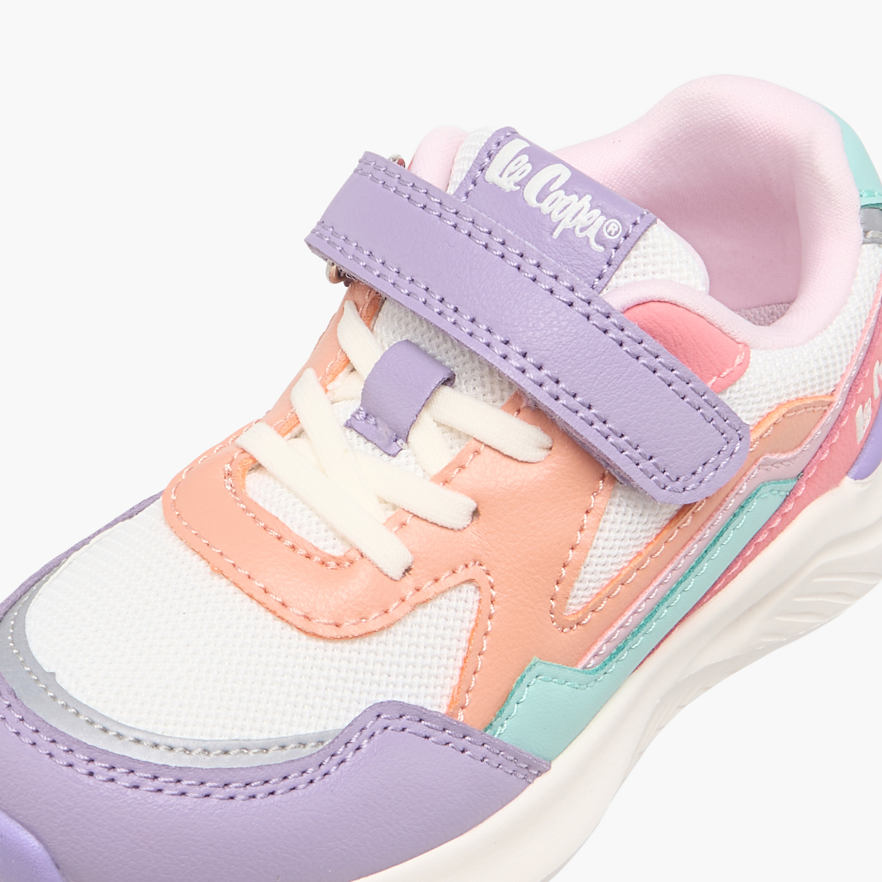 Lee Cooper Girls' Colourblock Sneakers with Hook and Loop Closure-girls-shoes-sneakers-image-4