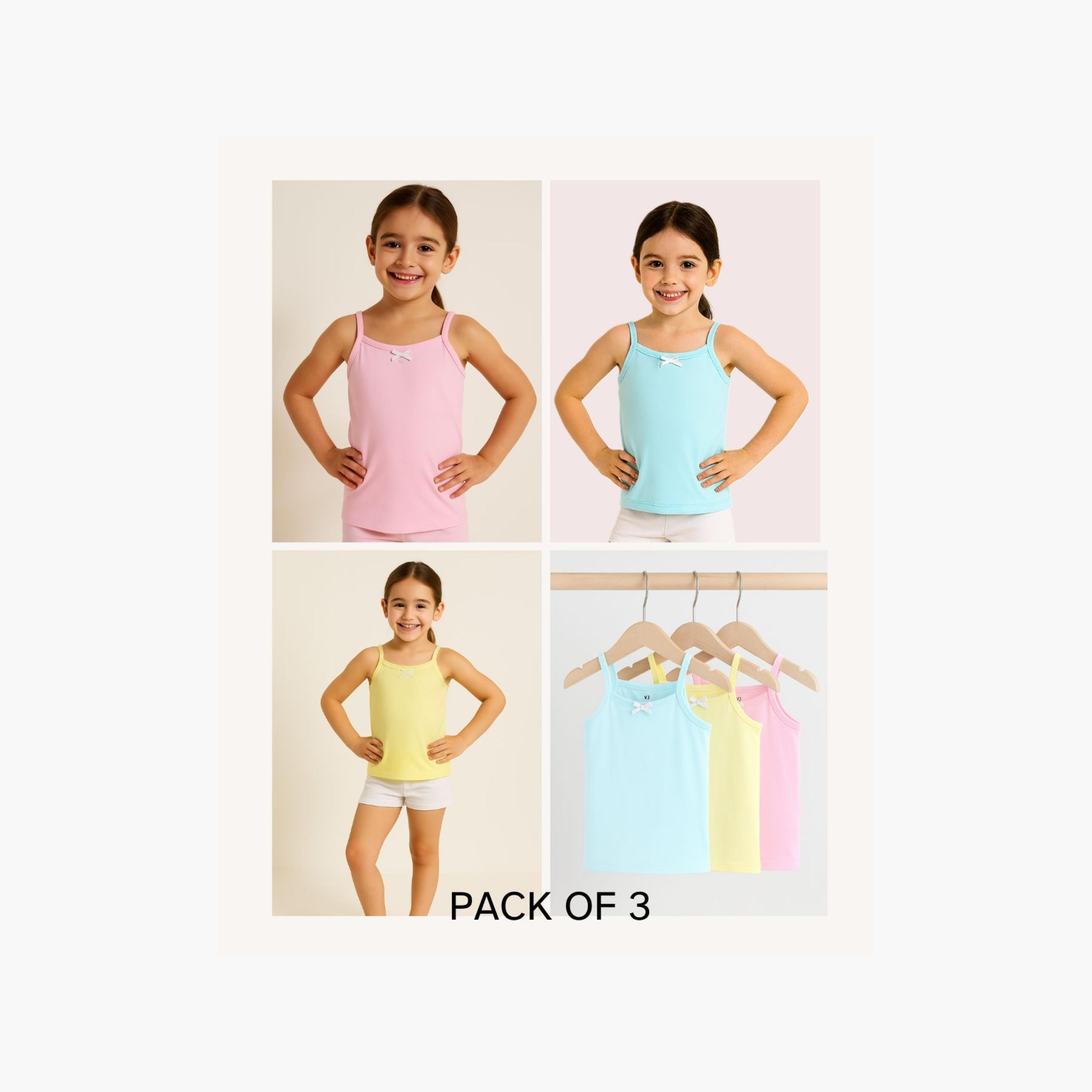 مجموعة من 3 قطع من قمصان داخلية قطنية بحمالات رفيعة من فيكتور آند جين-girls-clothing-innerwear-vests-image-8