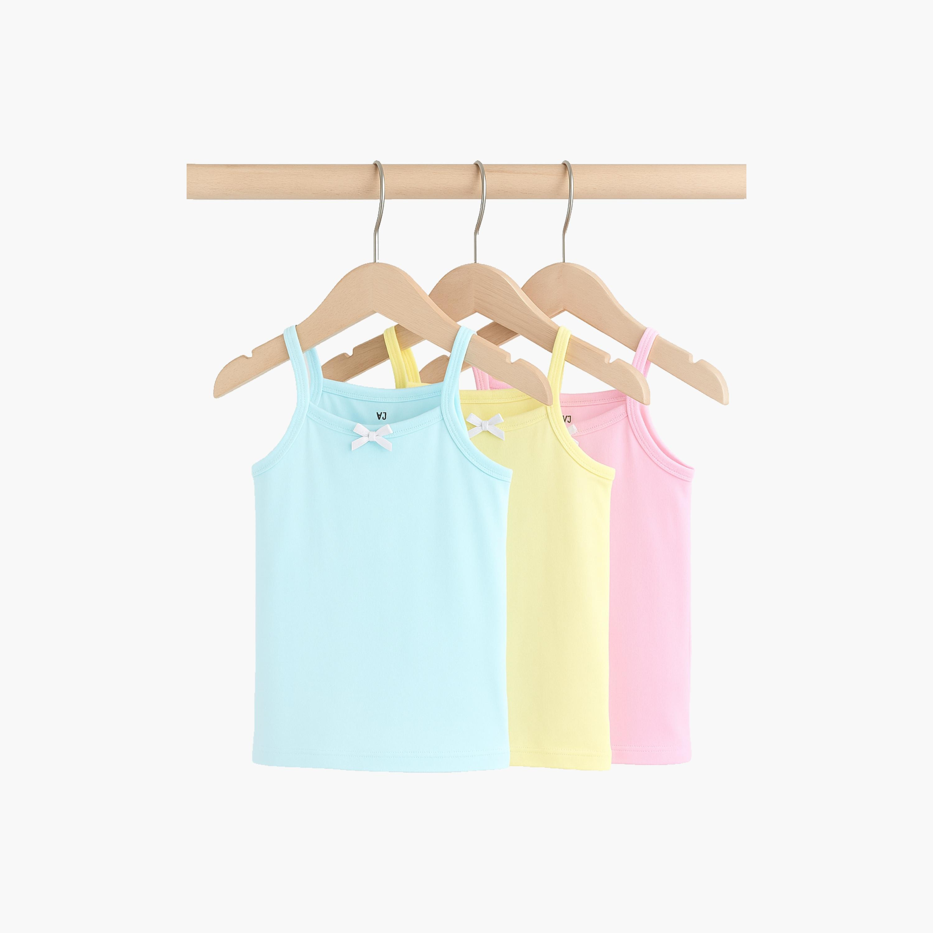 مجموعة من 3 قطع من قمصان داخلية قطنية بحمالات رفيعة من فيكتور آند جين-girls-clothing-innerwear-vests-image-1