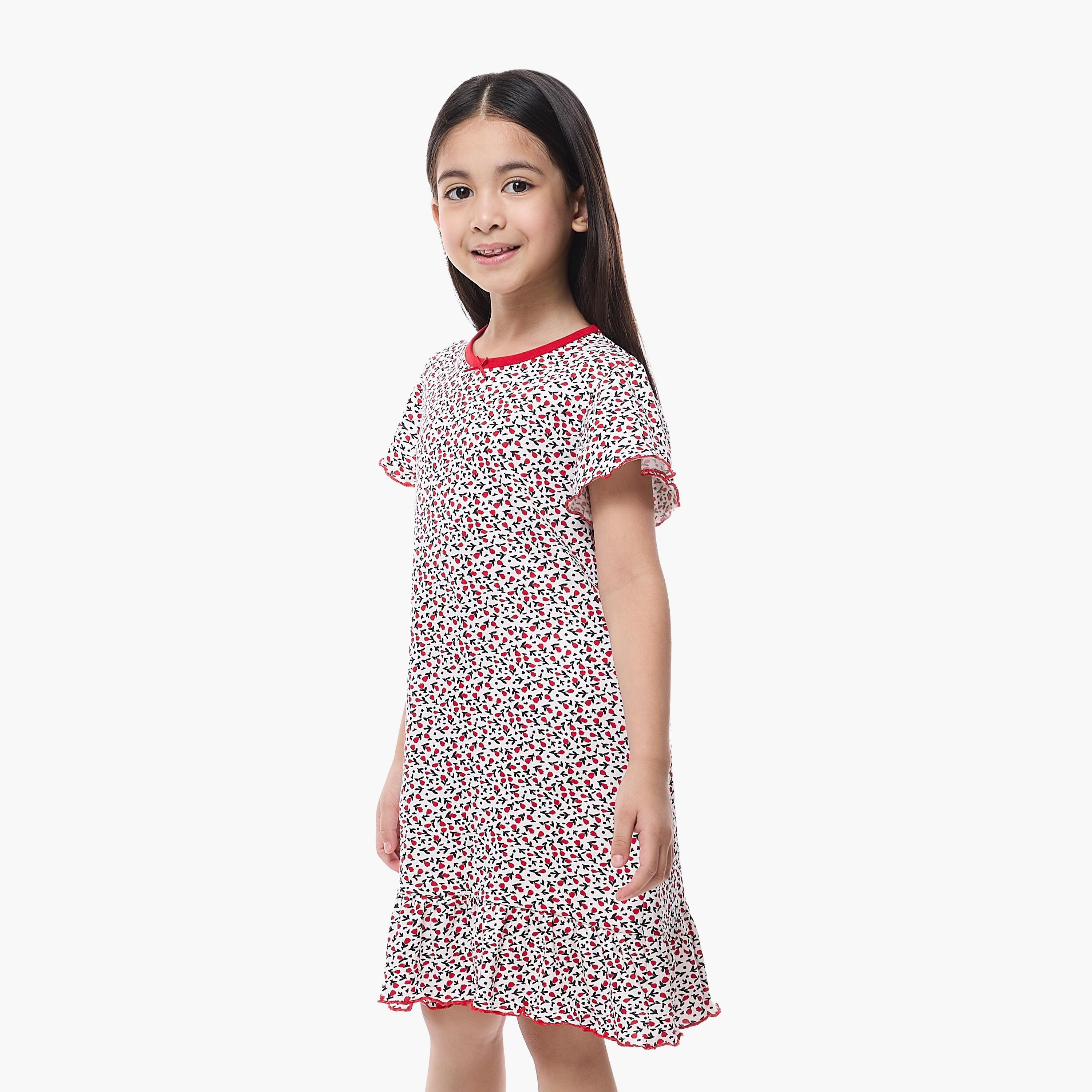 فستان مطبوع بأكمام قصيرة من فيكتور اند جين-girls-clothing-nightwear-image-2