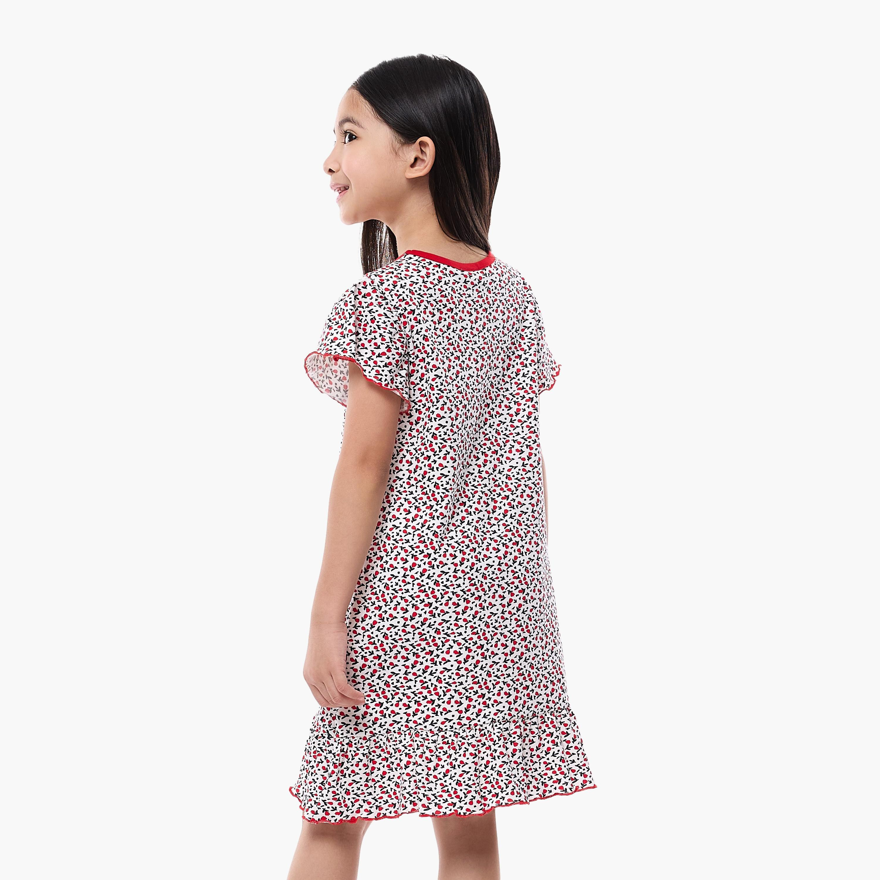 فستان مطبوع بأكمام قصيرة من فيكتور اند جين-girls-clothing-nightwear-image-3