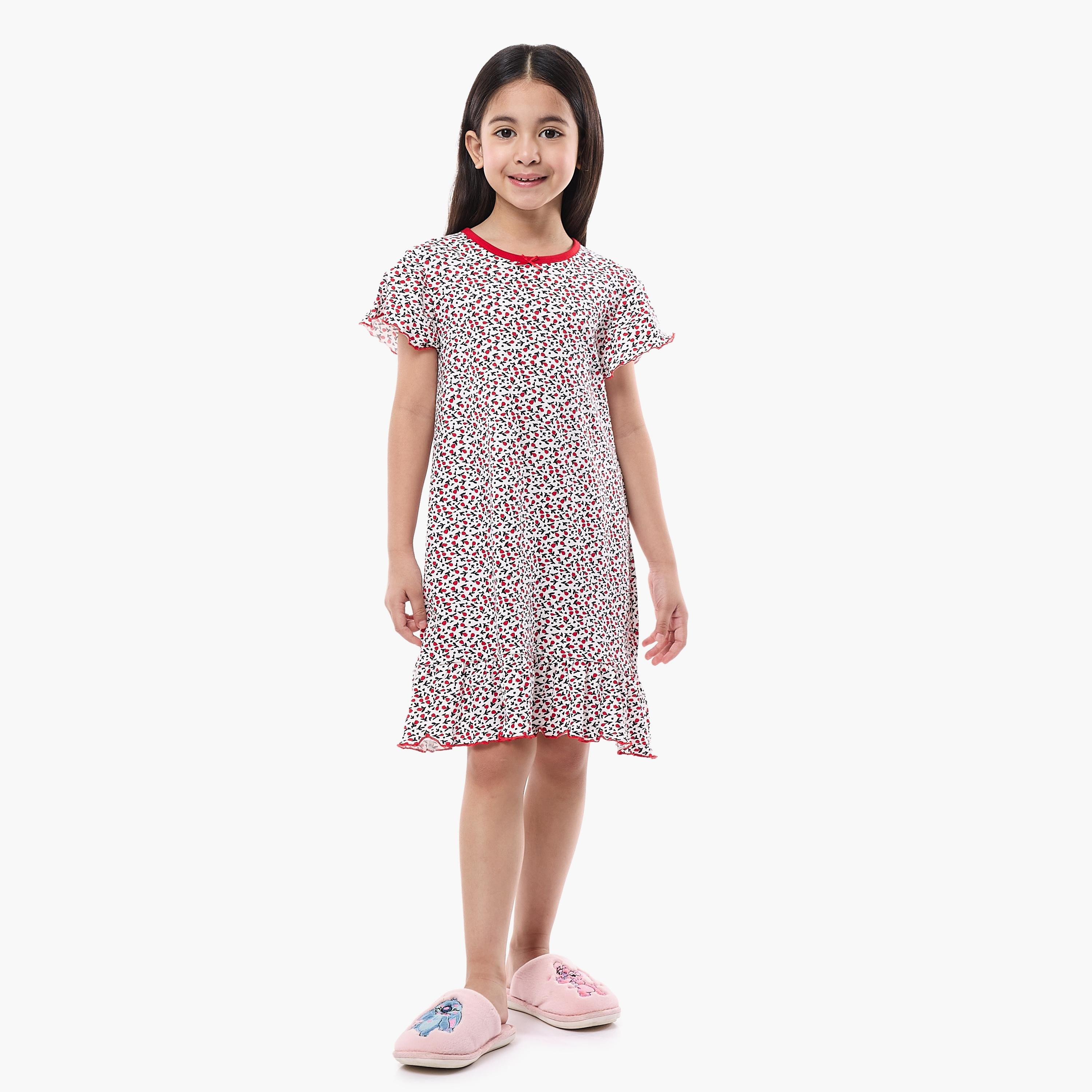 Victor and Jane Printed Cap Sleeves Dress-girls-clothing-nightwear-image-4