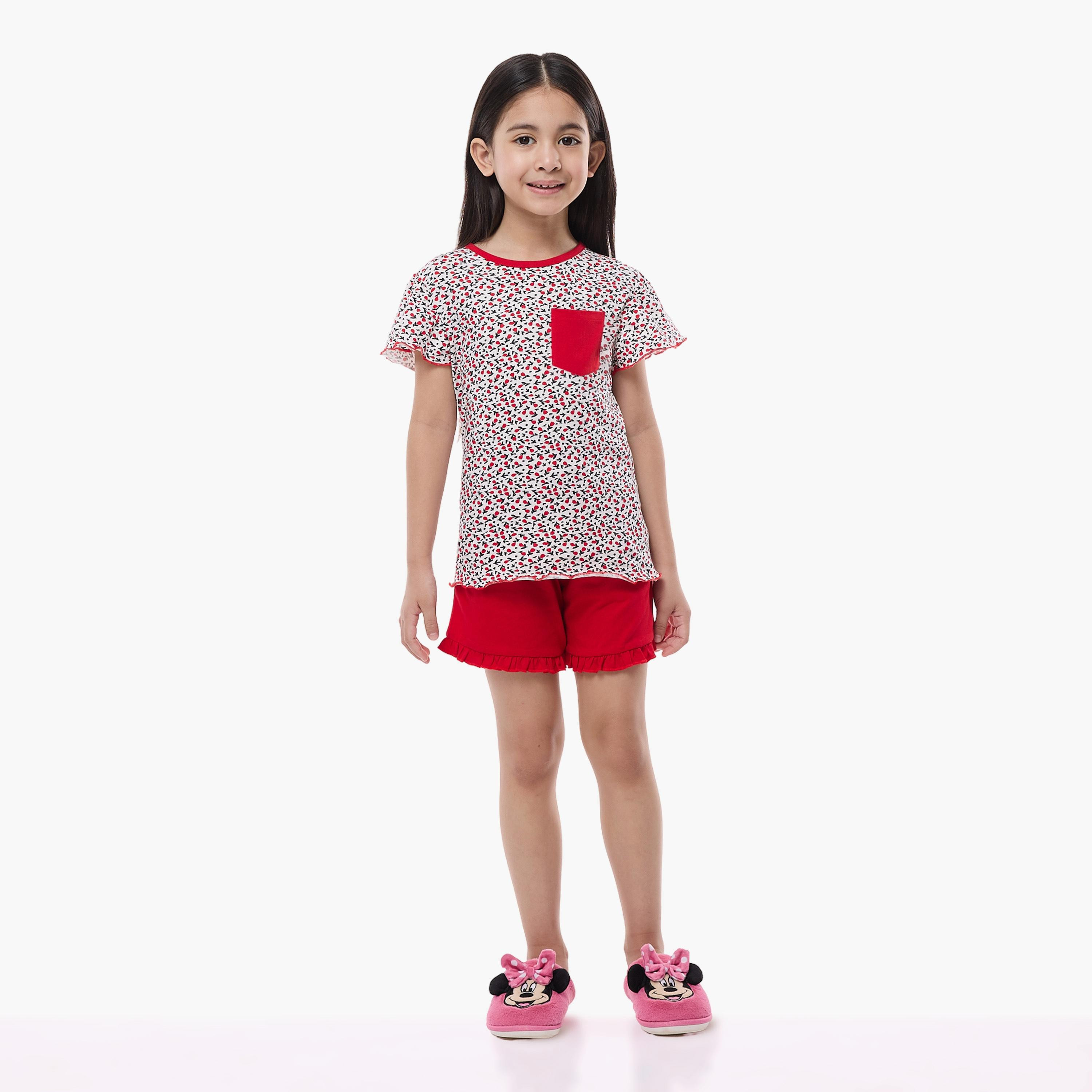 Victor and Jane 2-Piece Printed Cap Sleeves T-Shirt with Shorts-girls-clothing-nightwear-image-1