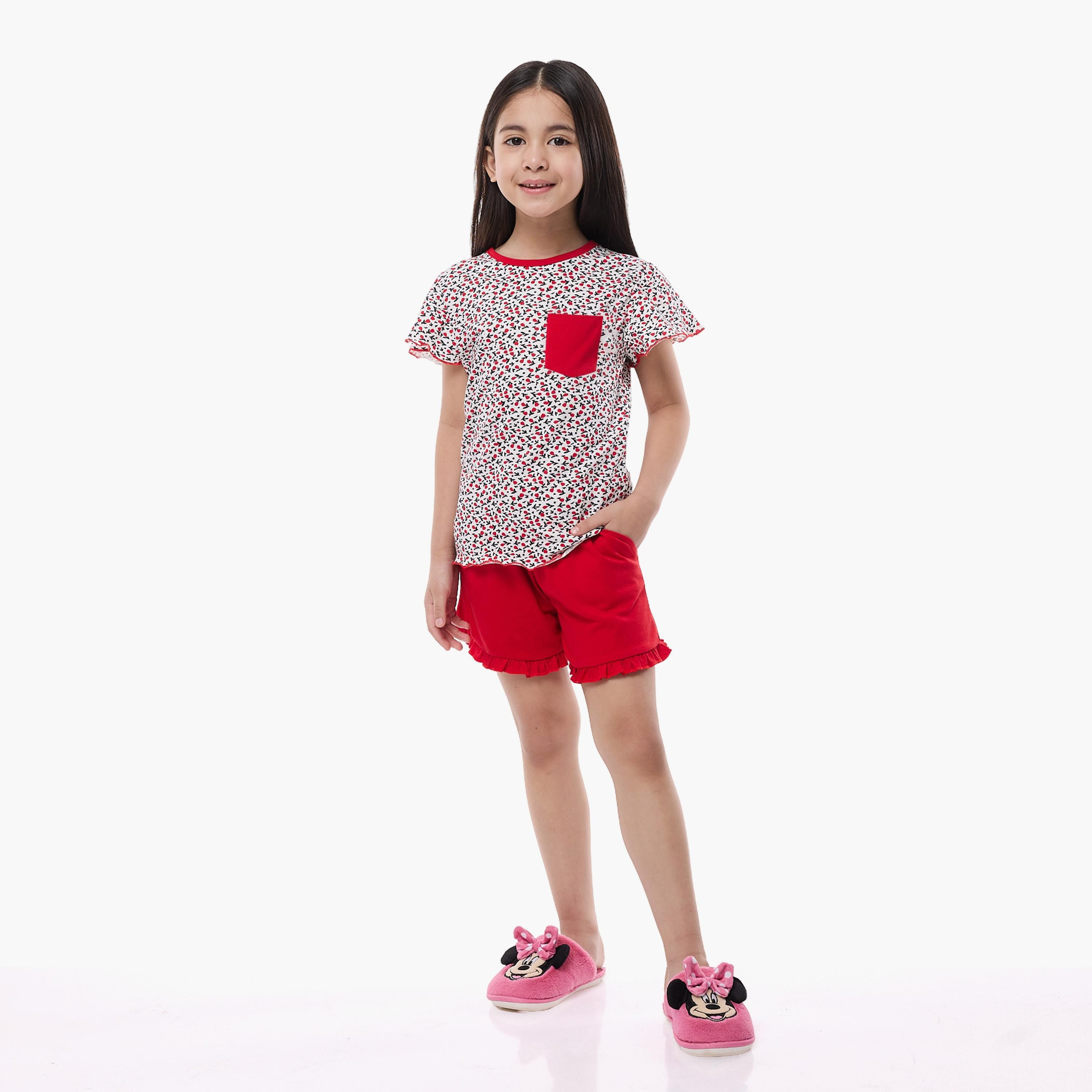 Victor and Jane 2-Piece Printed Cap Sleeves T-Shirt with Shorts-girls-clothing-nightwear-image-3