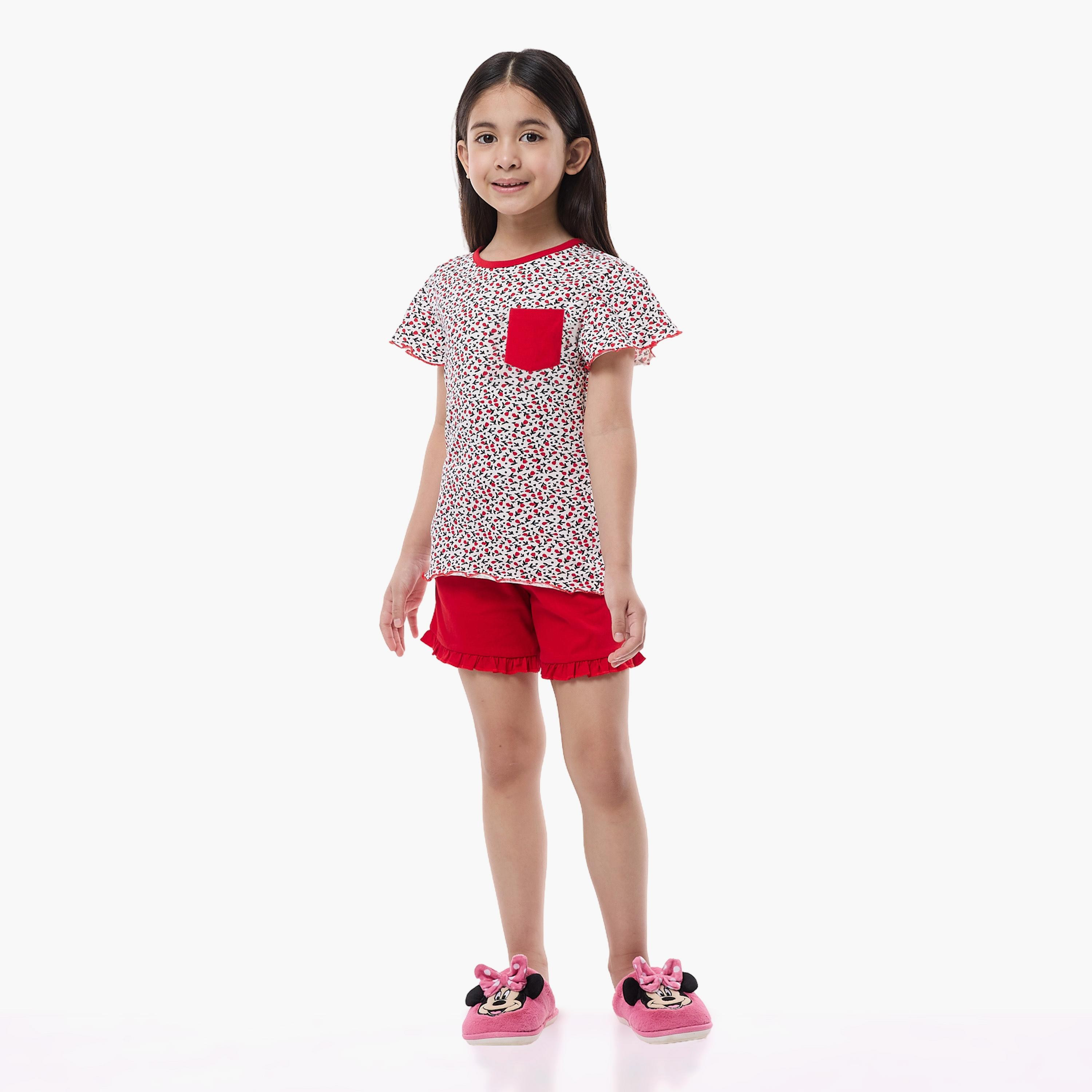 Victor and Jane 2-Piece Printed Cap Sleeves T-Shirt with Shorts-girls-clothing-nightwear-image-4