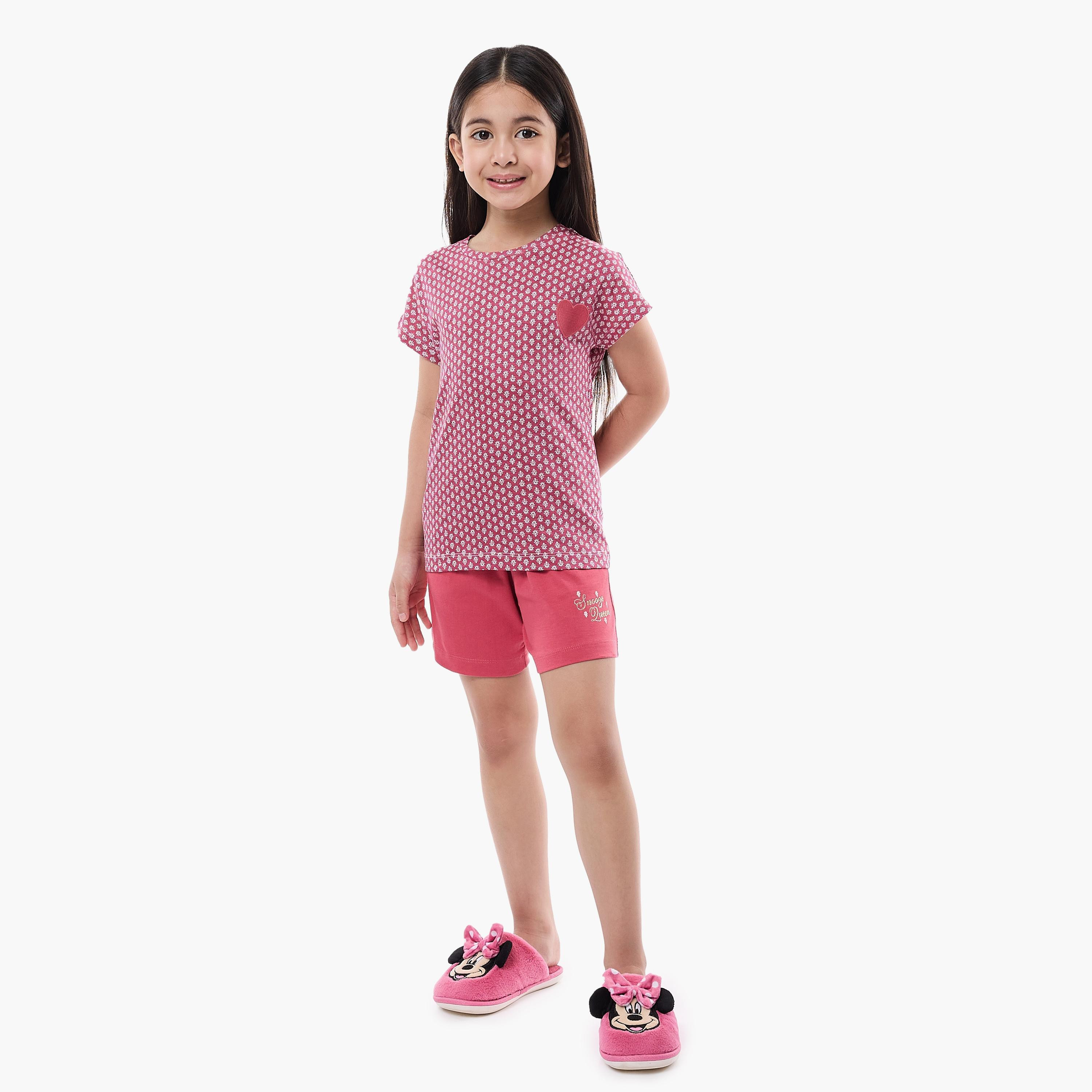 Victor and Jane 2-Piece Printed Short Sleeves T-Shirt with Shorts-girls-clothing-nightwear-image-1