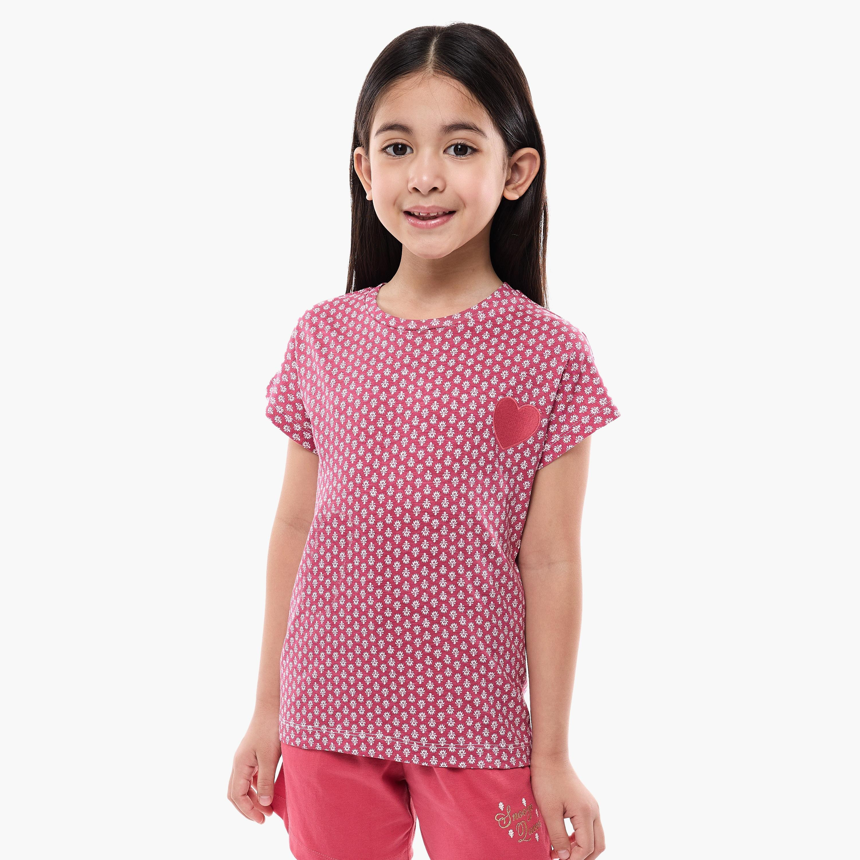 Victor and Jane 2-Piece Printed Short Sleeves T-Shirt with Shorts-girls-clothing-nightwear-image-3