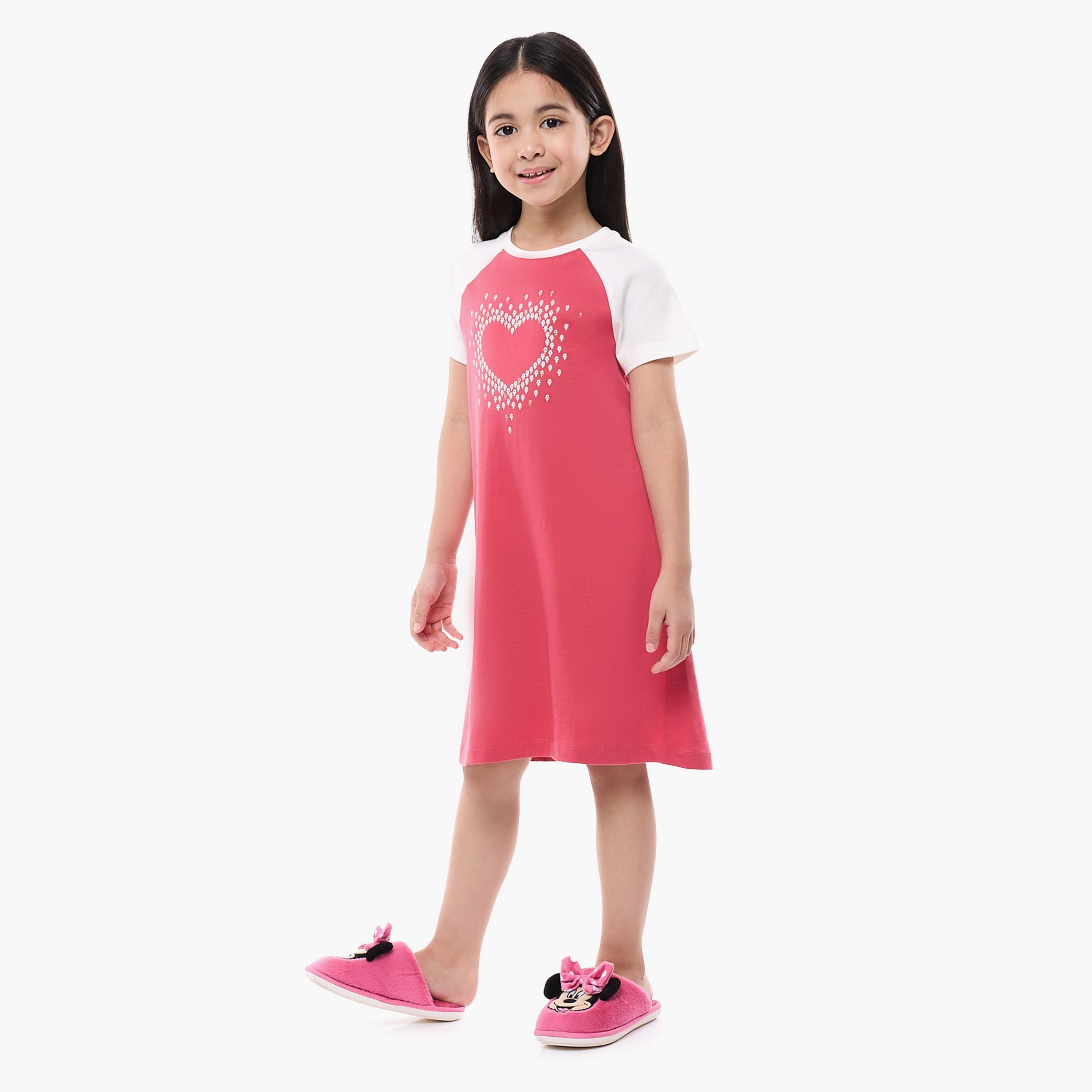 فستان مطبوع بأكمام قصيرة من فيكتور اند جين-baby-girls-clothing-nightwear-pyjamasets-image-2
