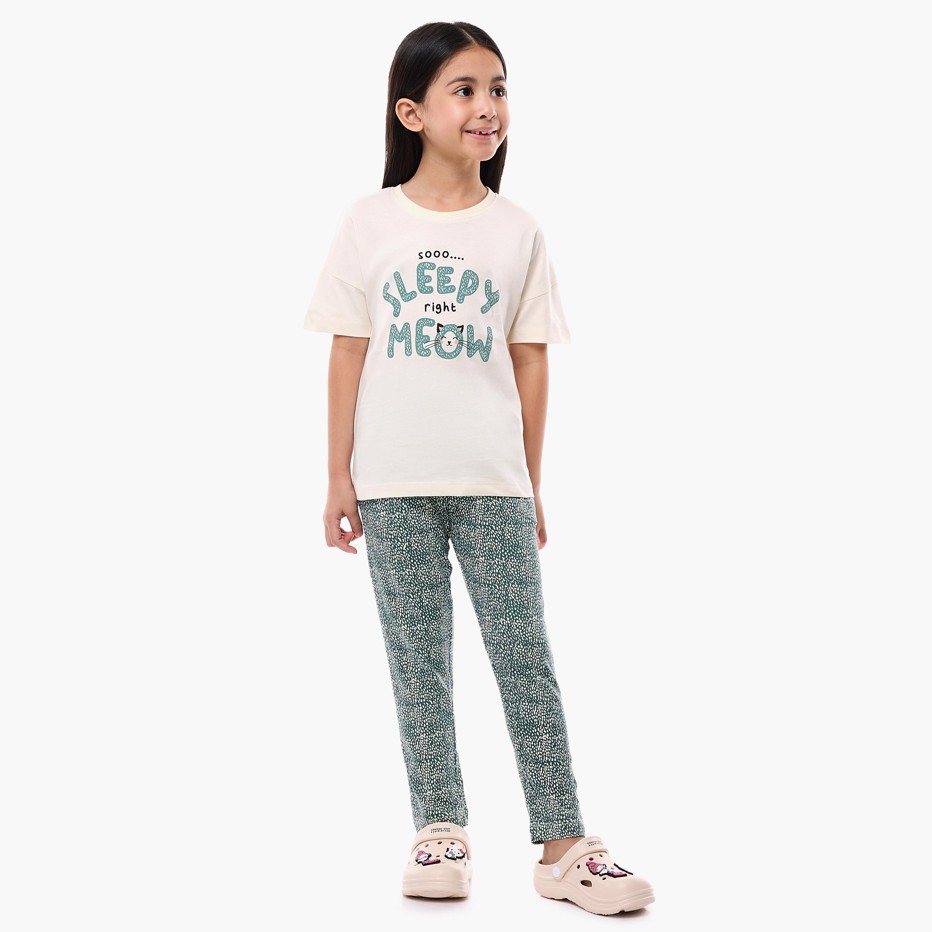Victor and Jane 2-Piece Printed Short Sleeves T-Shirt with Pyjama-girls-clothing-nightwear-image-1
