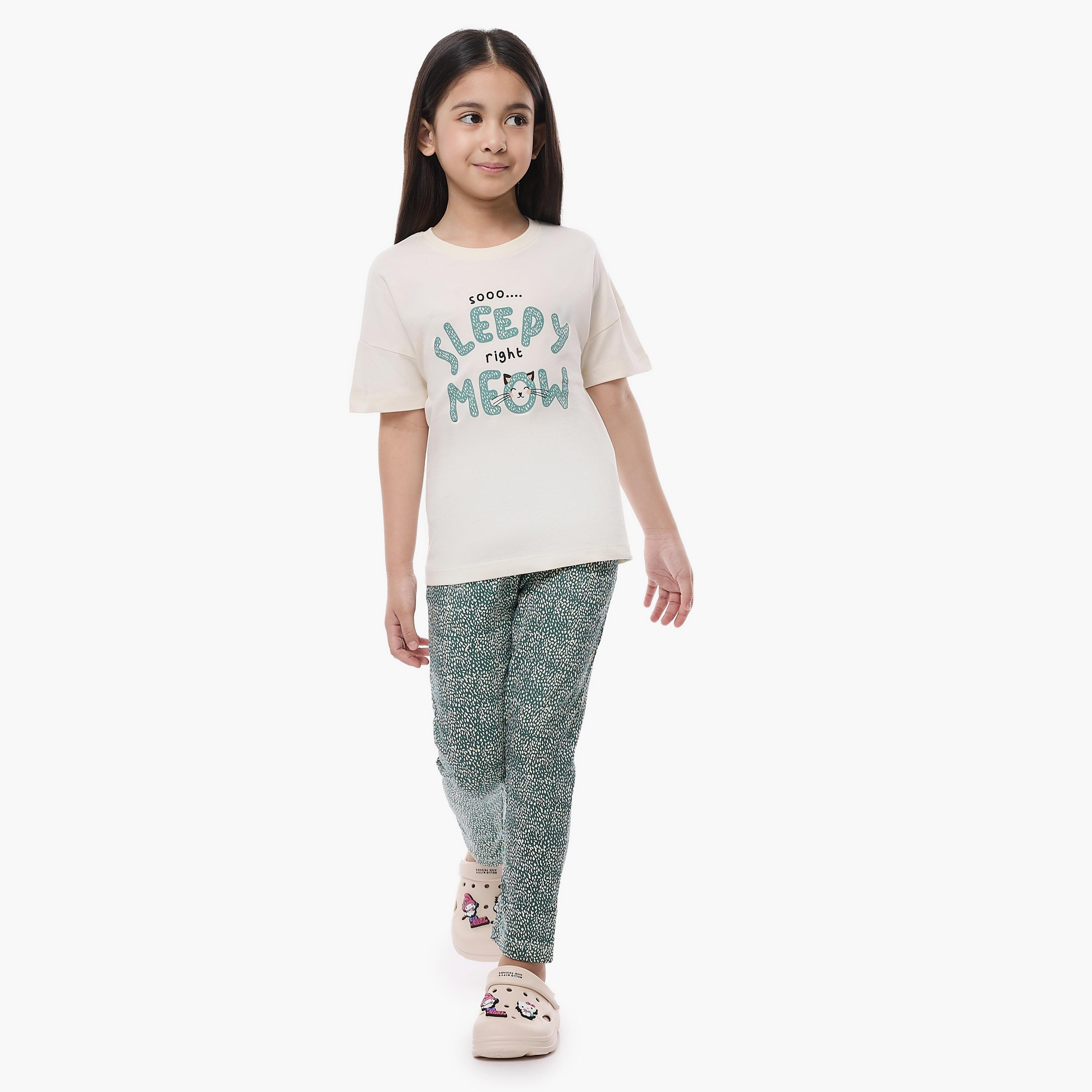 Victor and Jane 2-Piece Printed Short Sleeves T-Shirt with Pyjama-girls-clothing-nightwear-image-5