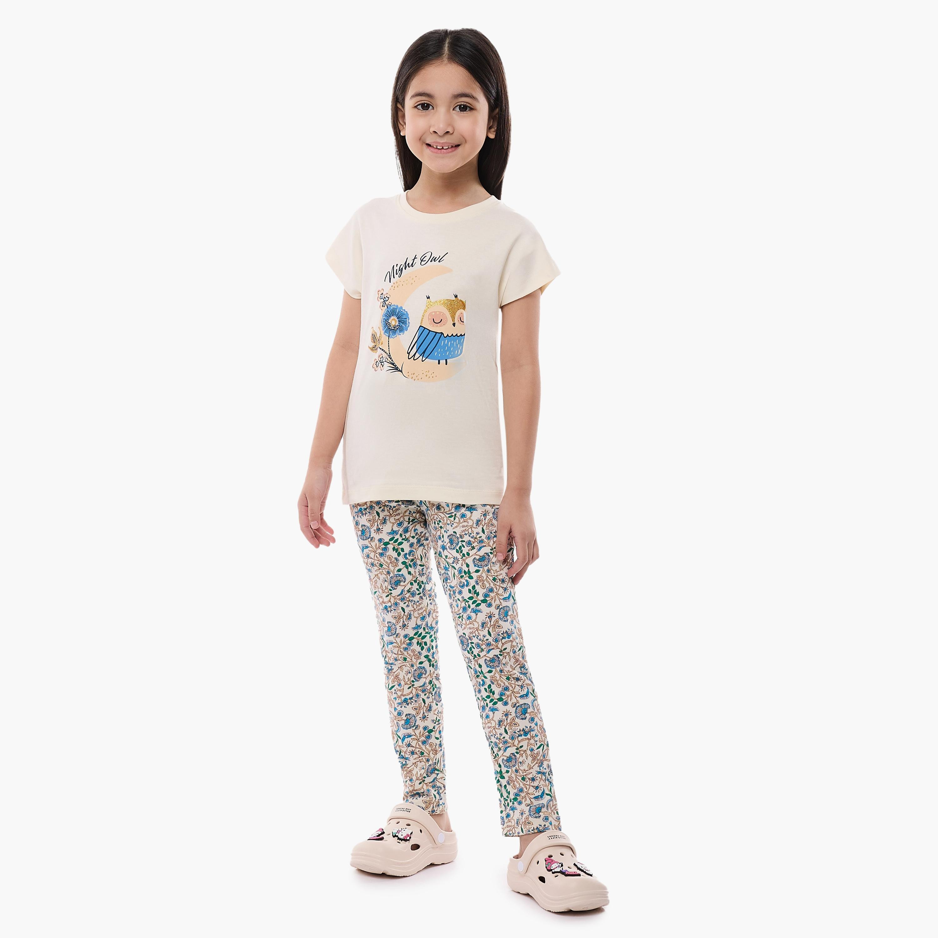 Victor and Jane 2-Piece Printed Short Sleeves T-Shirt with Pyjama-girls-clothing-nightwear-image-1