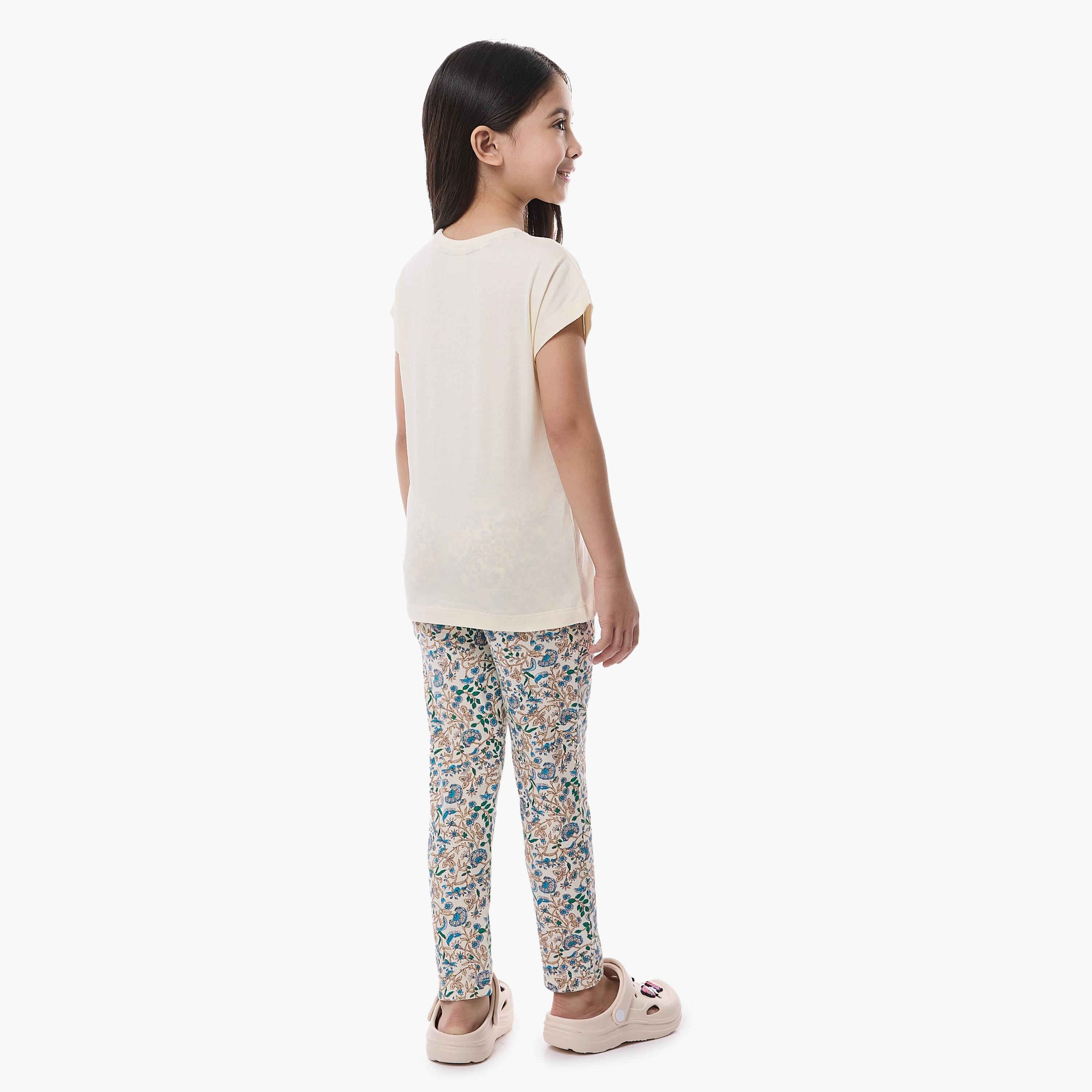 Victor and Jane 2-Piece Printed Short Sleeves T-Shirt with Pyjama-girls-clothing-nightwear-image-2