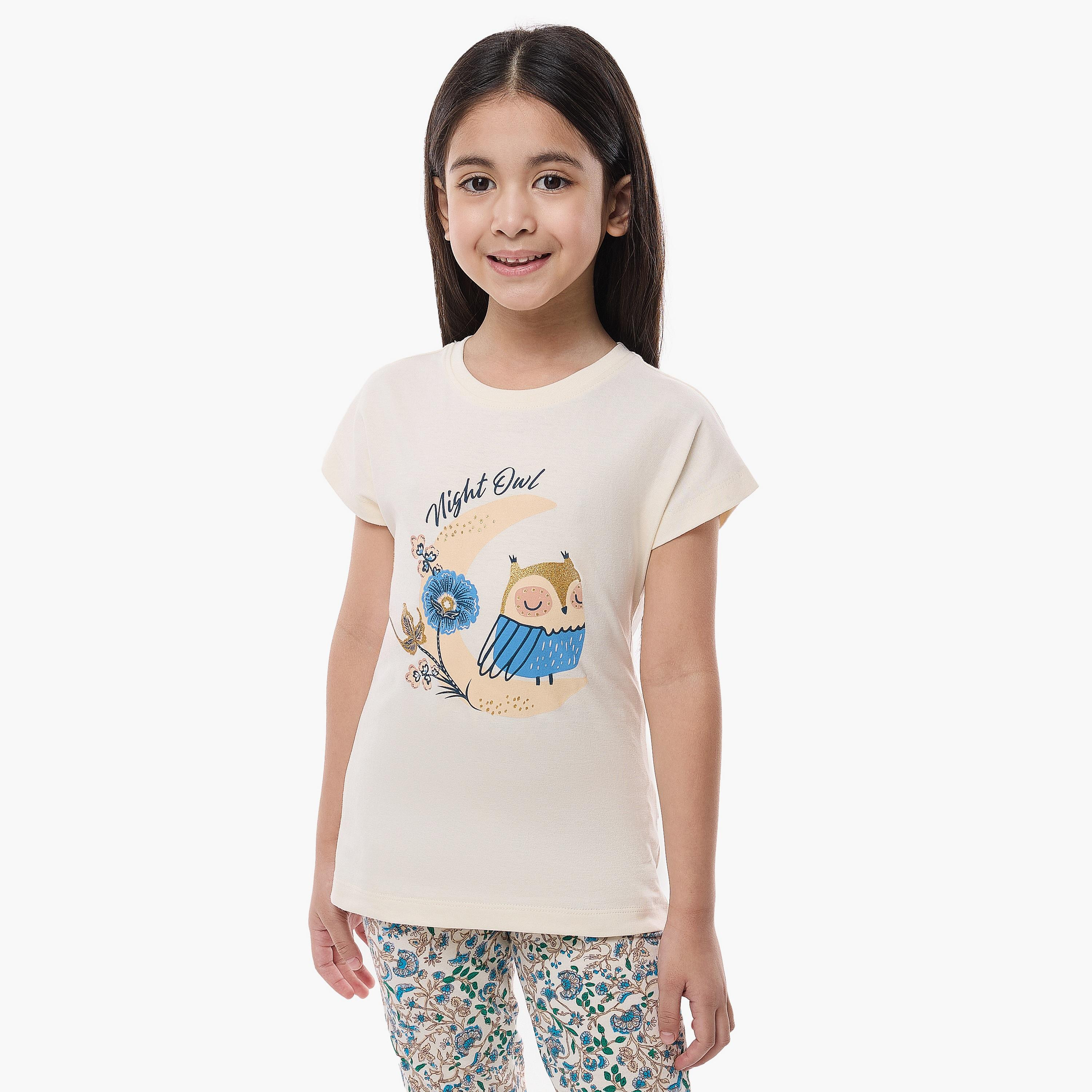 Victor and Jane 2-Piece Printed Short Sleeves T-Shirt with Pyjama-girls-clothing-nightwear-image-3