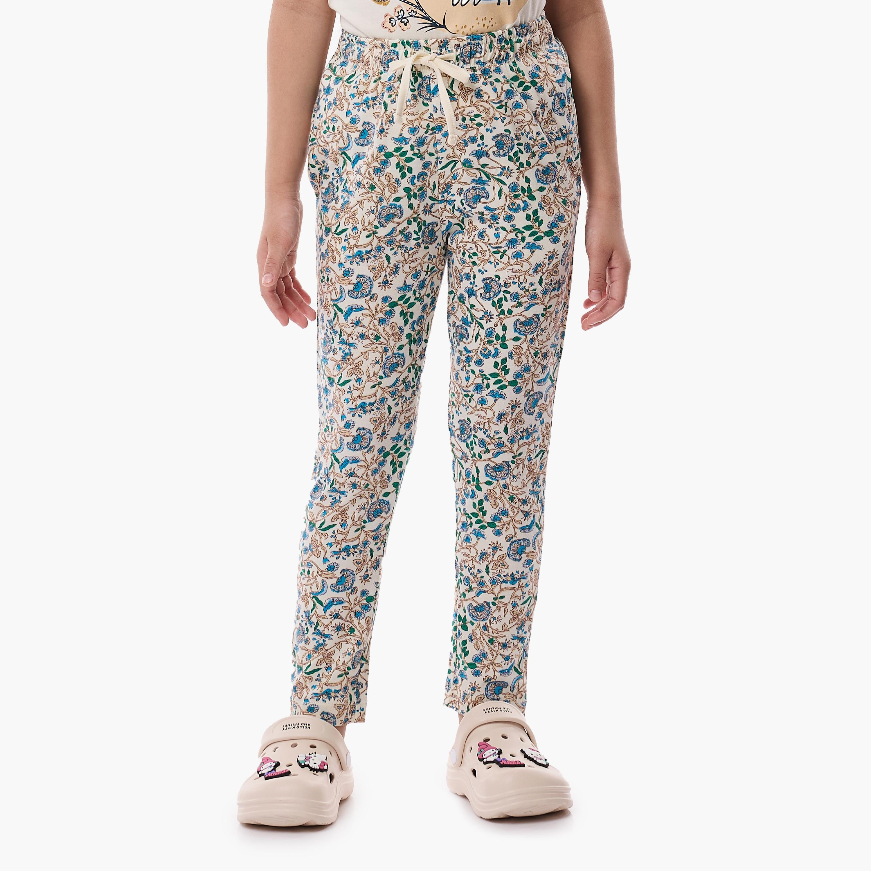 تي شيرت مطبوع بأكمام قصيرة مع بيجاما من قطعتين من فيكتور اند جين-girls-clothing-nightwear-image-4