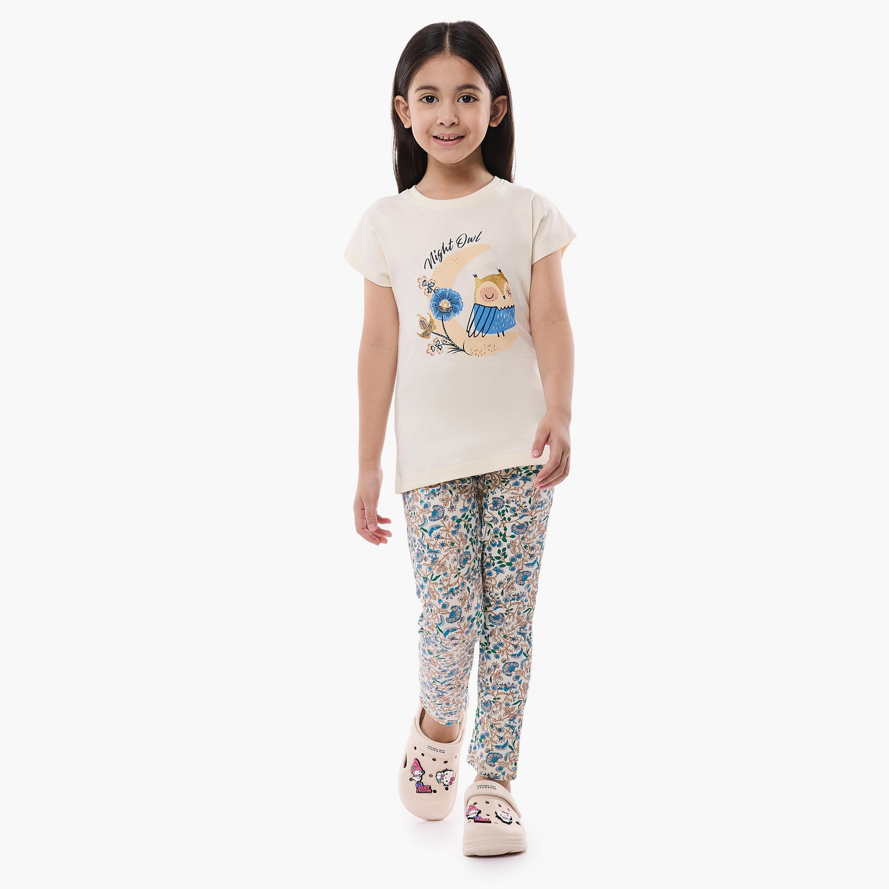 Victor and Jane 2-Piece Printed Short Sleeves T-Shirt with Pyjama-girls-clothing-nightwear-image-5