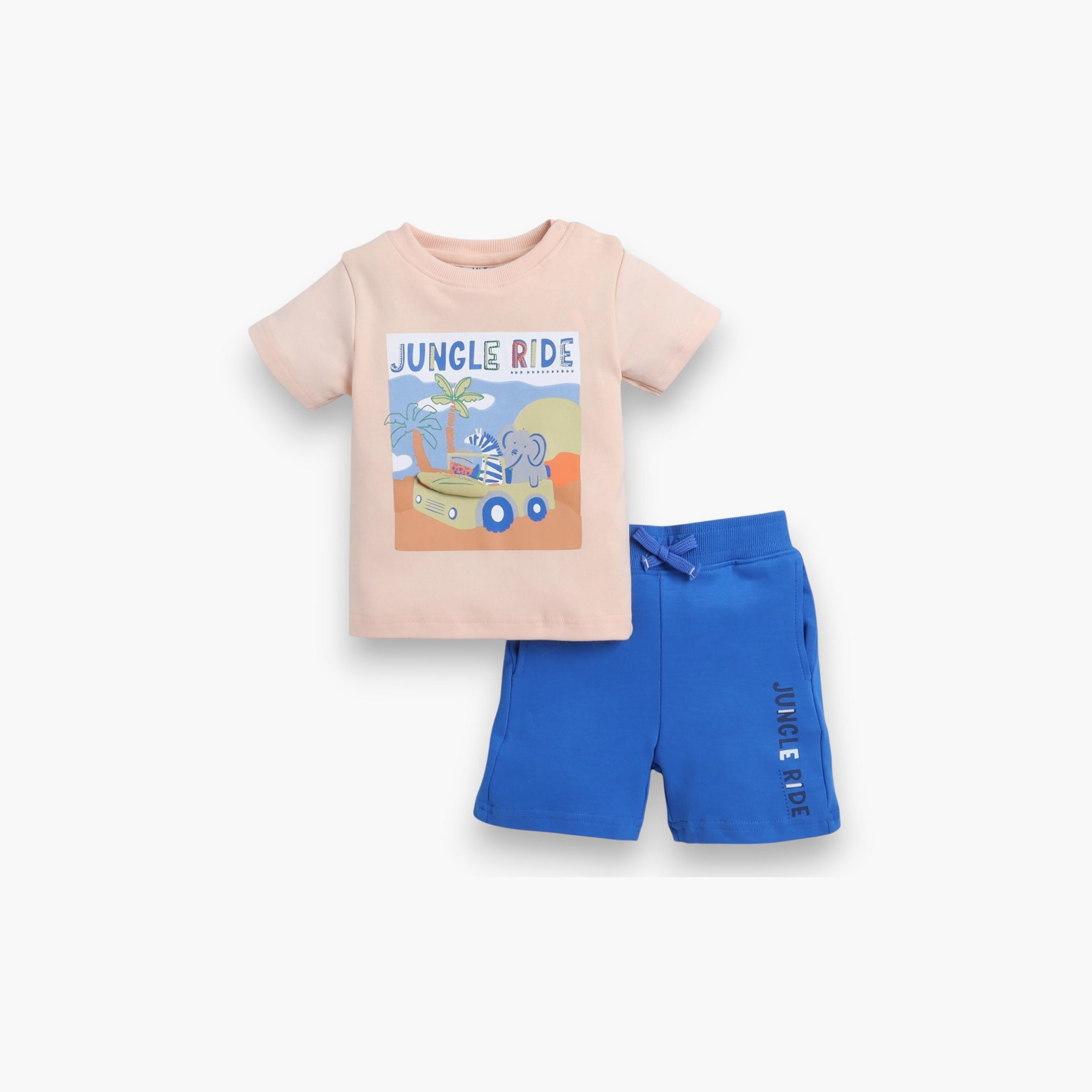 تي شيرت مطبوع بأكمام قصيرة مع شورت من قطعتين من فيكتور اند جين-baby-boys-clothing-setsandcoords-image-1