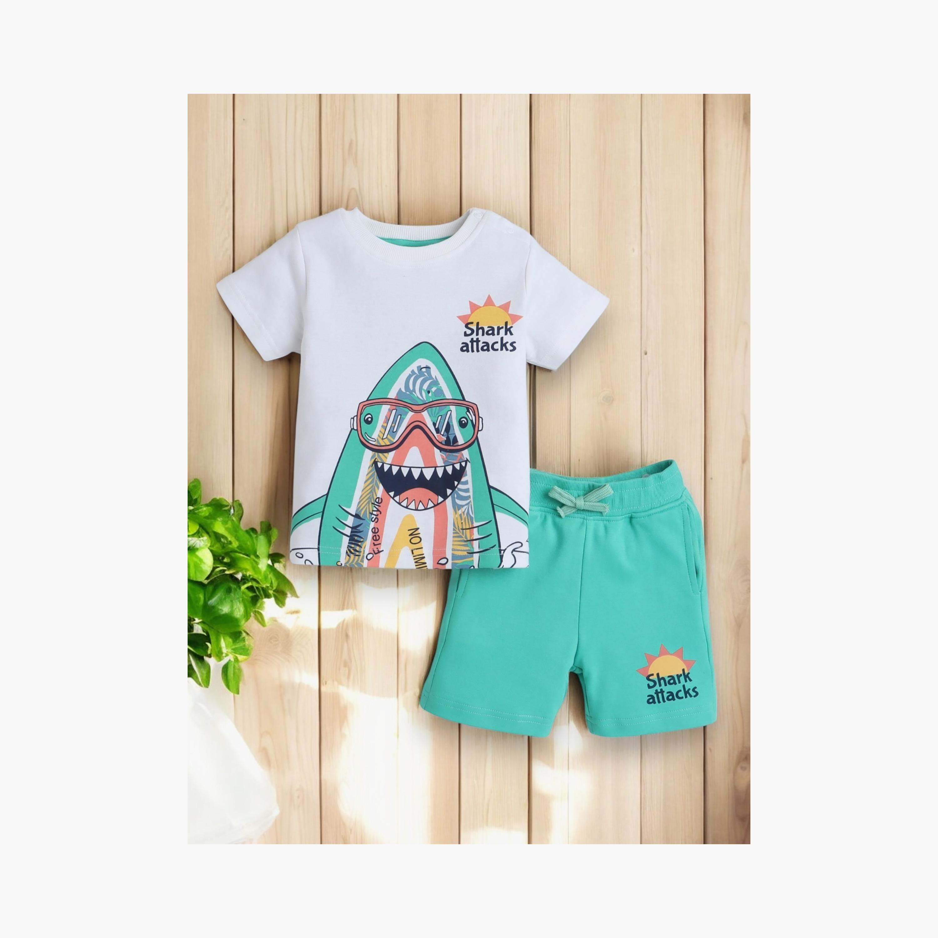 تي شيرت مطبوع بأكمام قصيرة مع شورت من قطعتين من فيكتور اند جين-baby-boys-clothing-setsandcoords-image-7