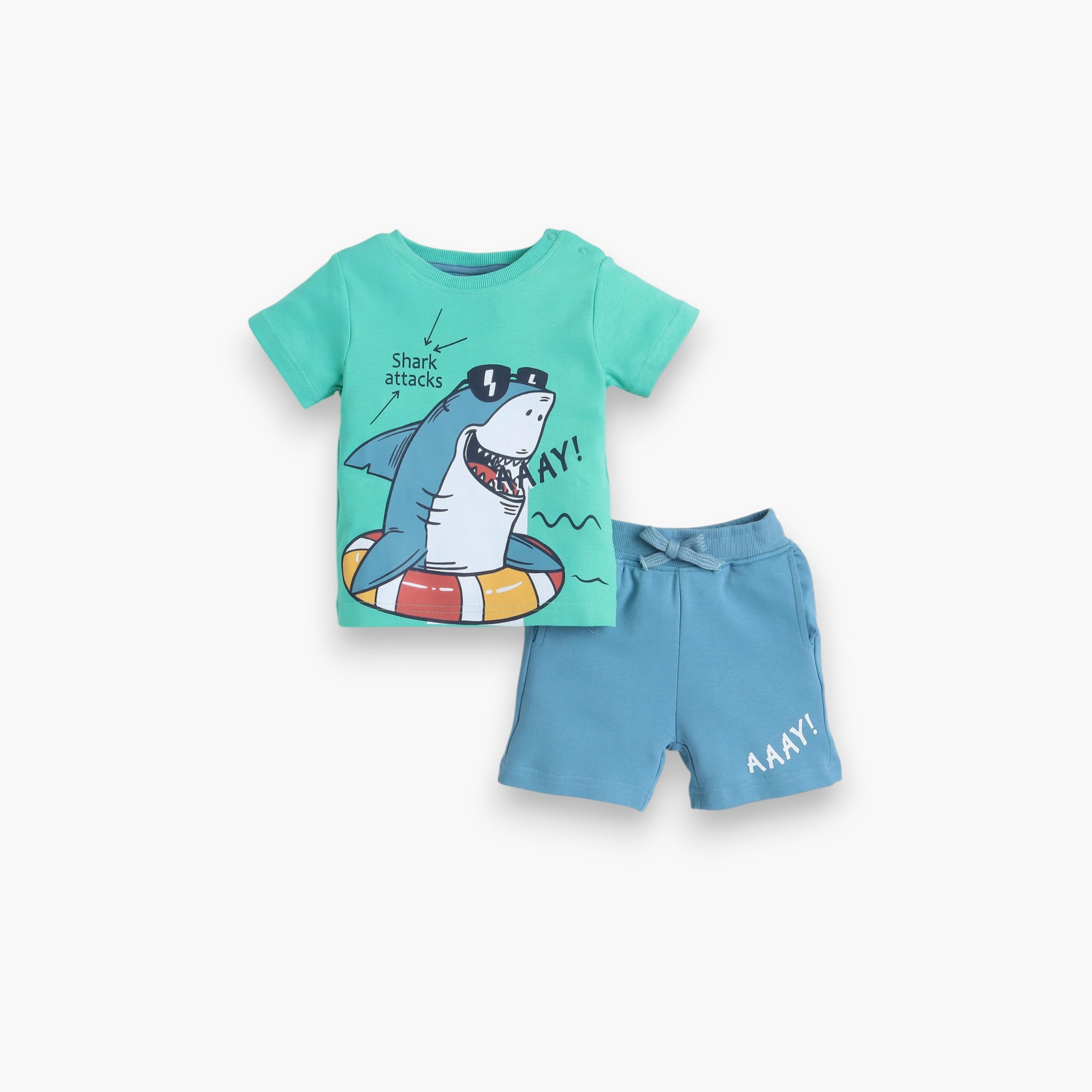 Victor and Jane 2-Piece Printed Short Sleeves T-Shirt with Shorts-baby-boys-clothing-setsandcoords-image-1