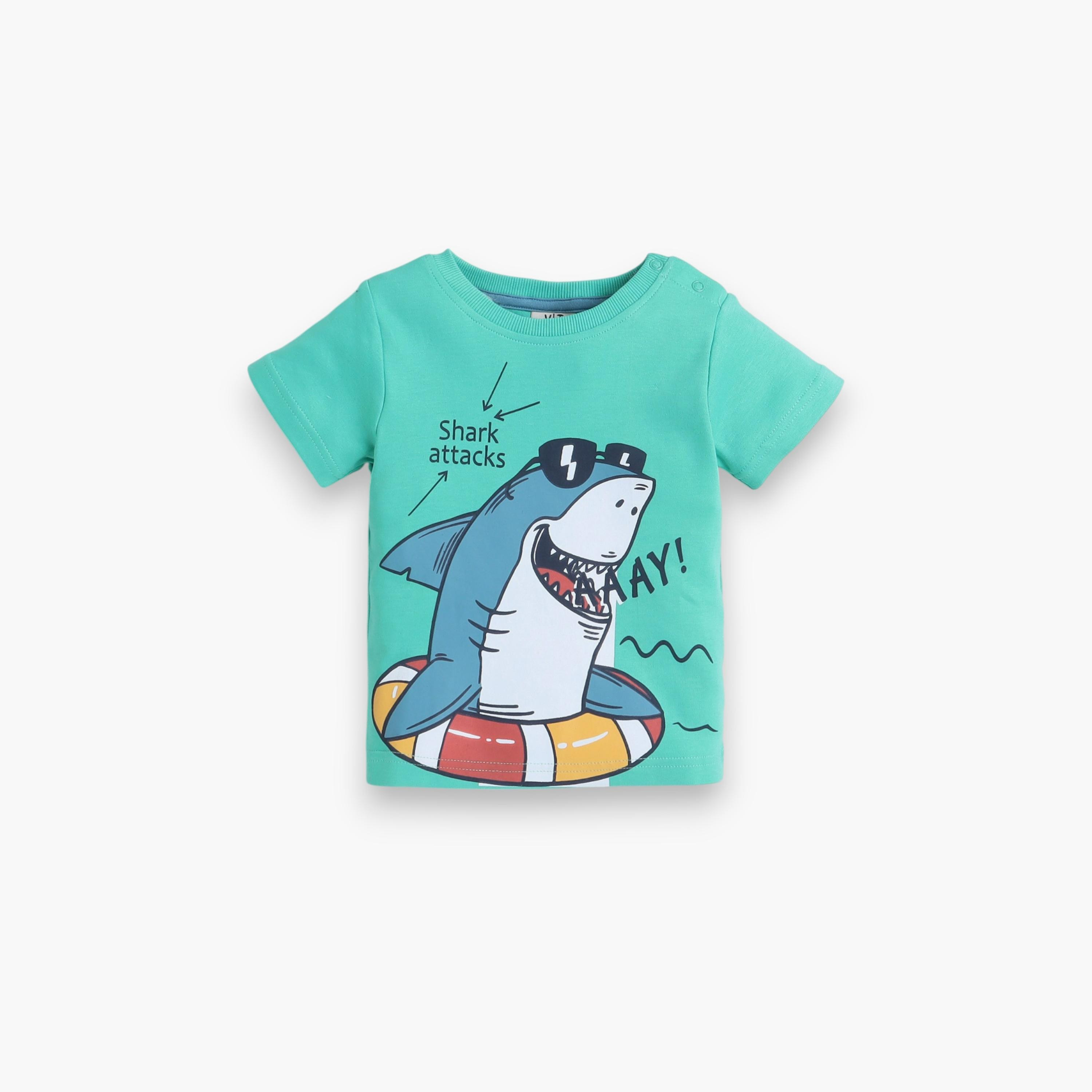 تي شيرت مطبوع بأكمام قصيرة مع شورت من قطعتين من فيكتور اند جين-baby-boys-clothing-setsandcoords-image-2