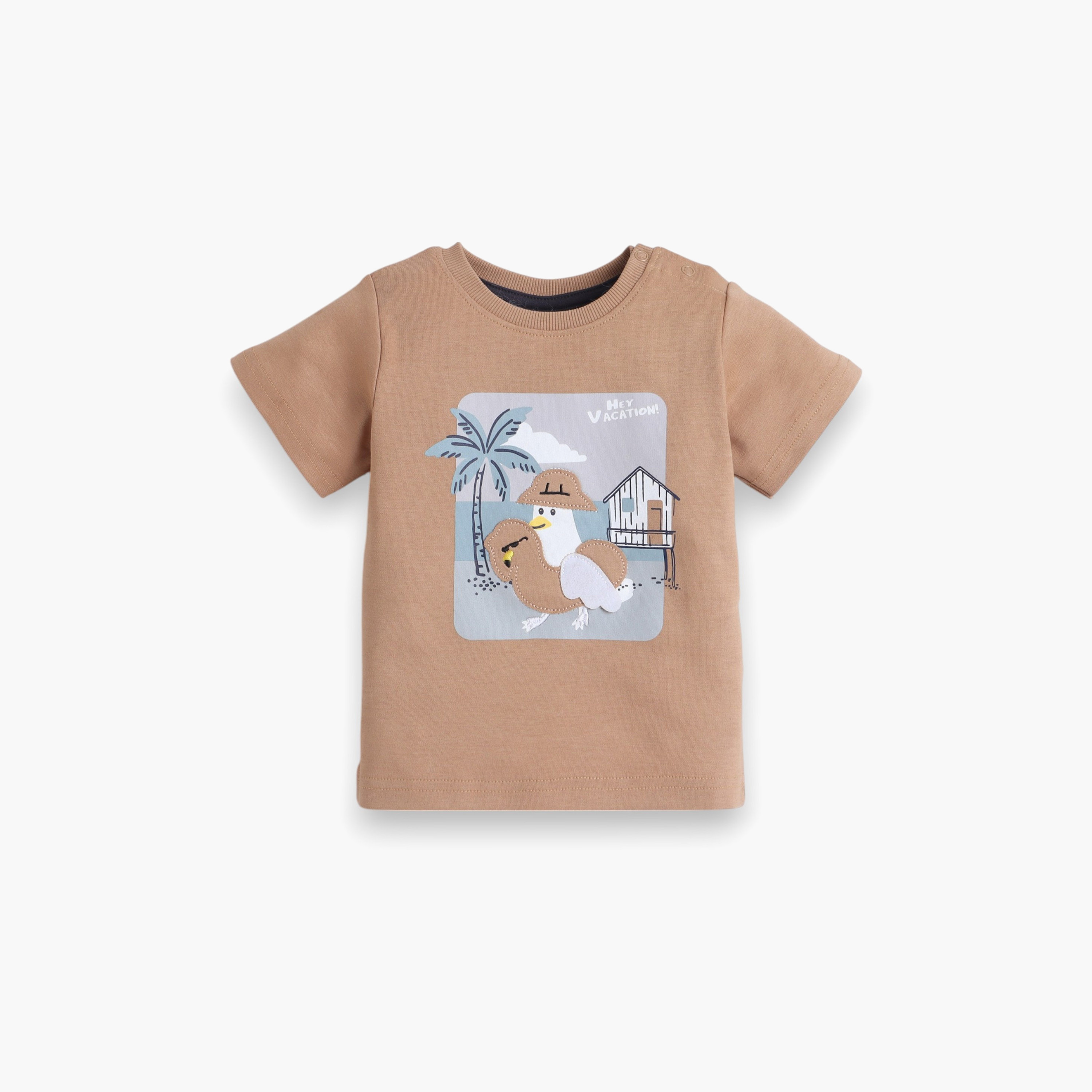 طقم تي شيرت وشورت مطبوع من فيكتور آند جين - بني فاتح وأخضر-baby-boys-clothing-setsandcoords-image-3