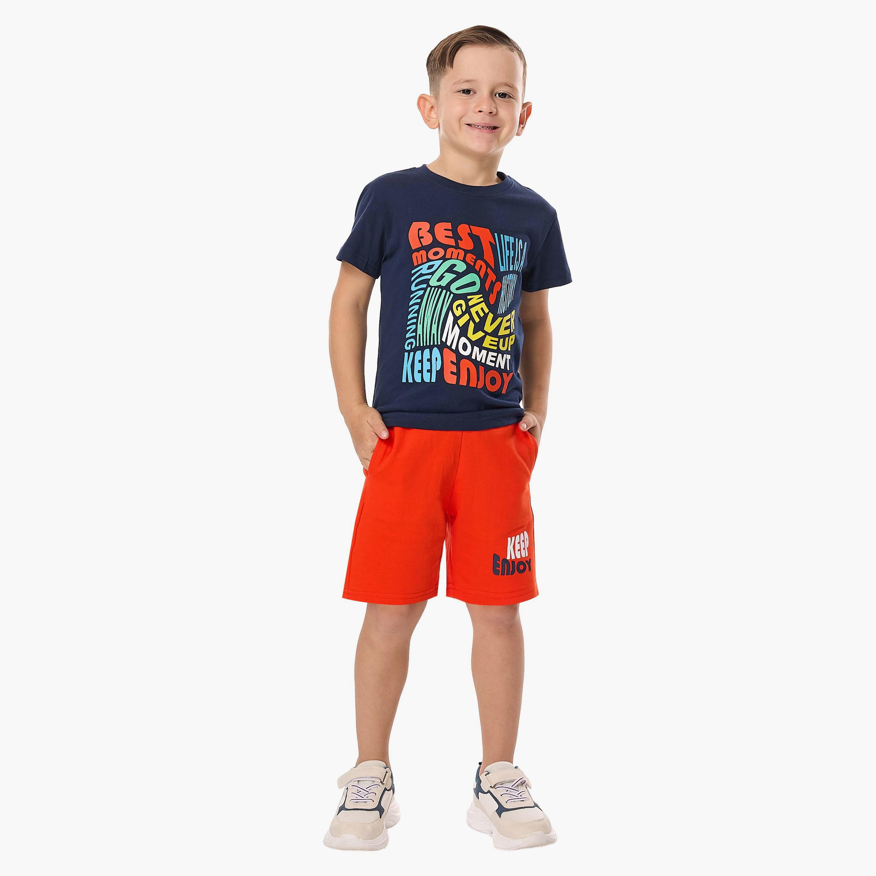 Victor and Jane 2-Piece Printed Short Sleeves T-Shirt with Shorts-boys-clothing-setsandcoords-image-1