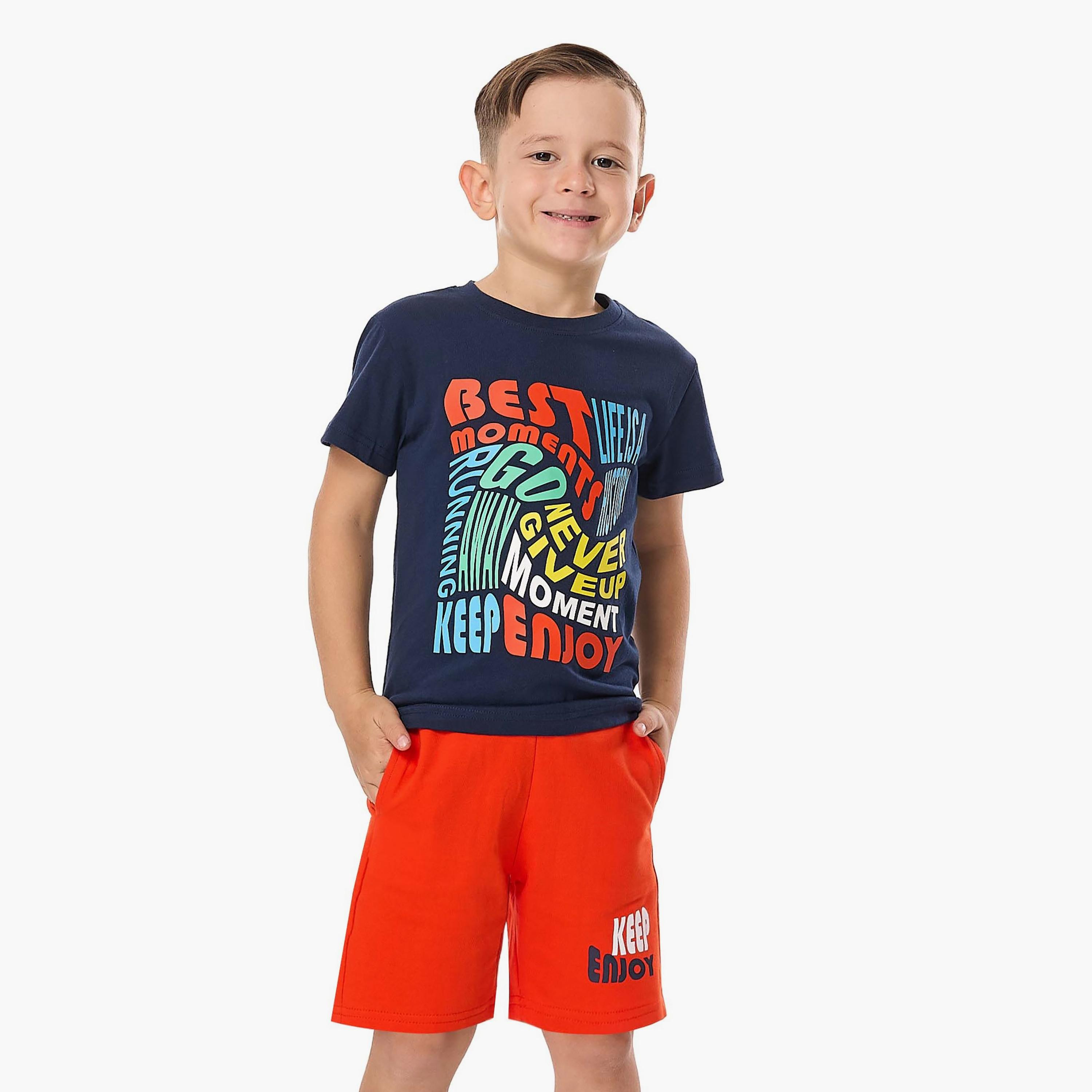 Victor and Jane 2-Piece Printed Short Sleeves T-Shirt with Shorts-boys-clothing-setsandcoords-image-2