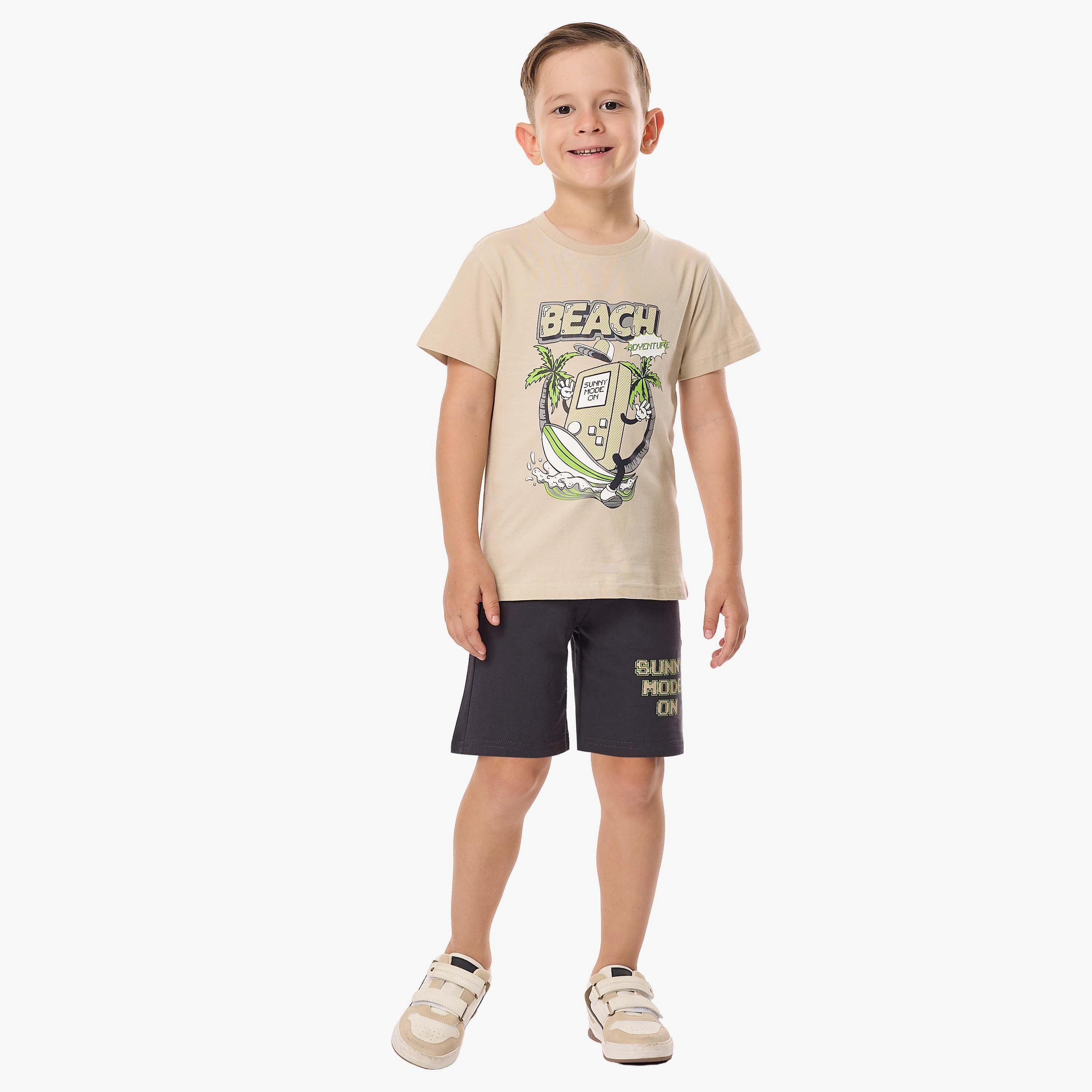 Victor and Jane 2-Piece Printed Short Sleeves T-Shirt with Shorts-boys-clothing-setsandcoords-image-1