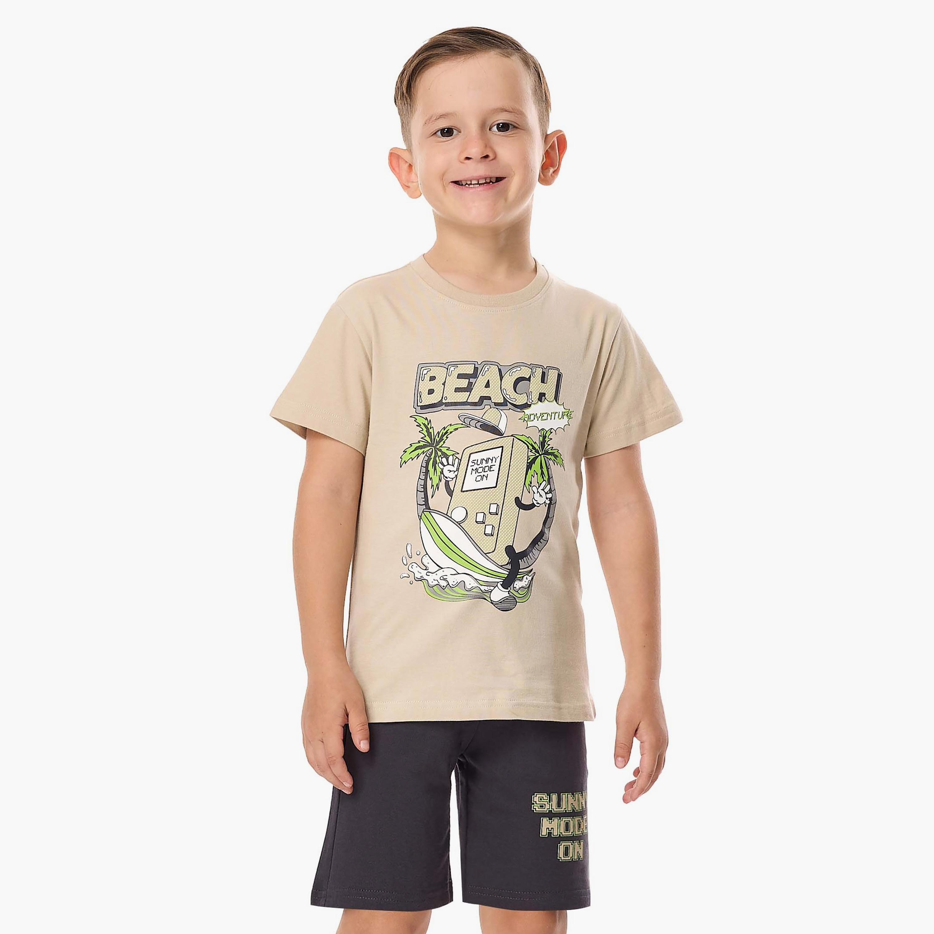 Victor and Jane 2-Piece Printed Short Sleeves T-Shirt with Shorts-boys-clothing-setsandcoords-image-2