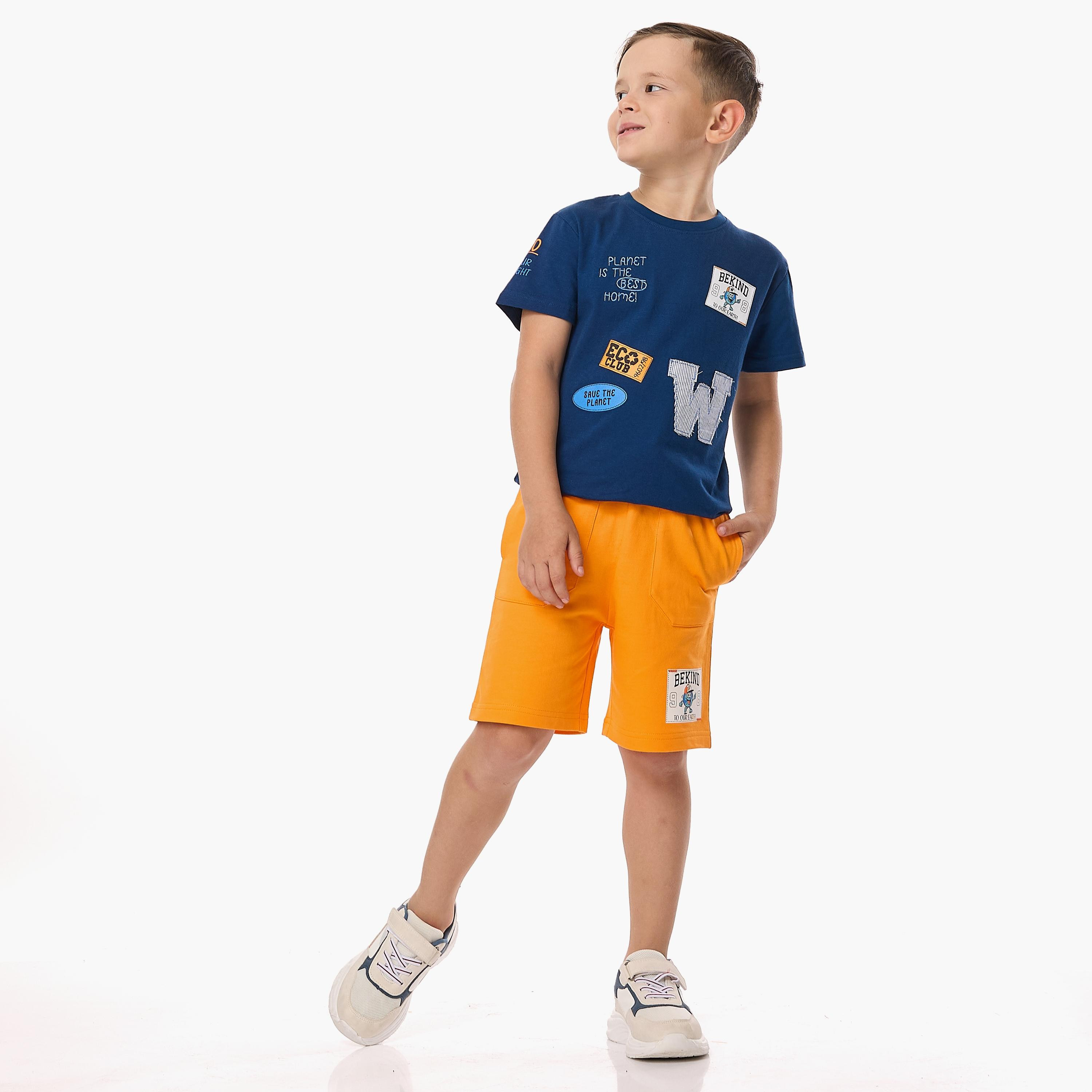 Victor and Jane 2-Piece Printed Short Sleeves T-Shirt with Shorts-baby-boys-clothing-setsandcoords-image-2