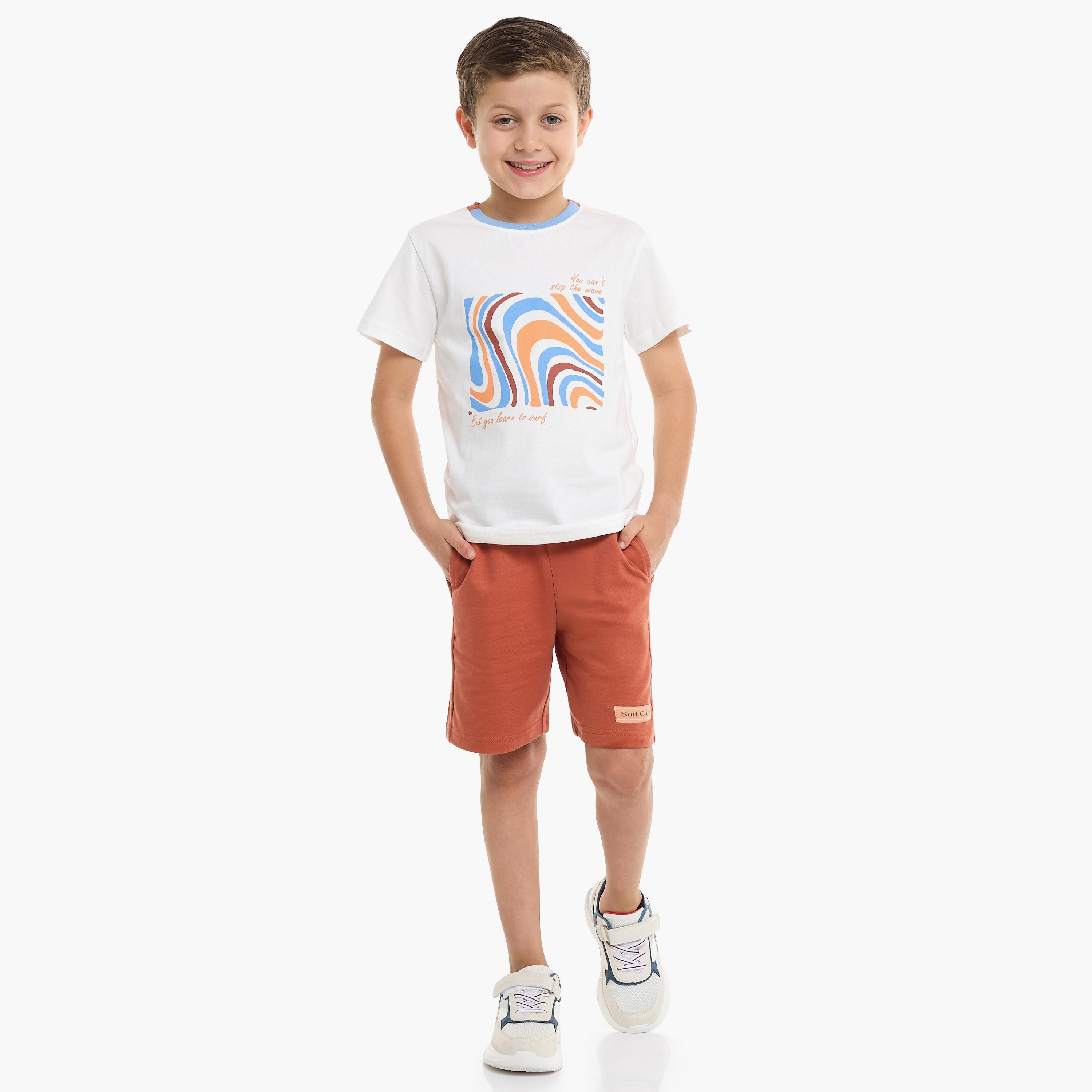 Victor and Jane 2-Piece Printed Short Sleeves T-Shirt with Shorts-boys-clothing-setsandcoords-image-1