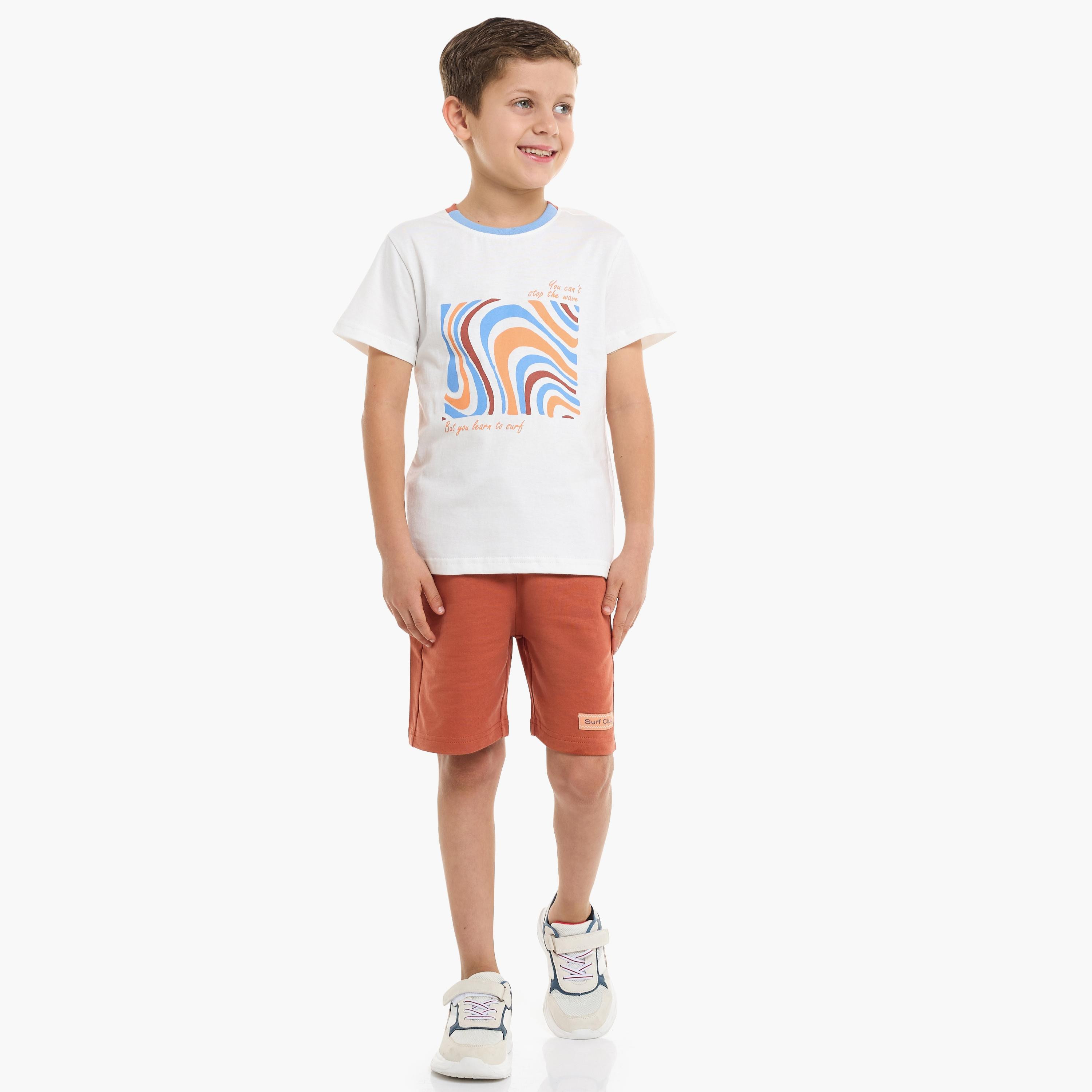 Victor and Jane 2-Piece Printed Short Sleeves T-Shirt with Shorts-boys-clothing-setsandcoords-image-2