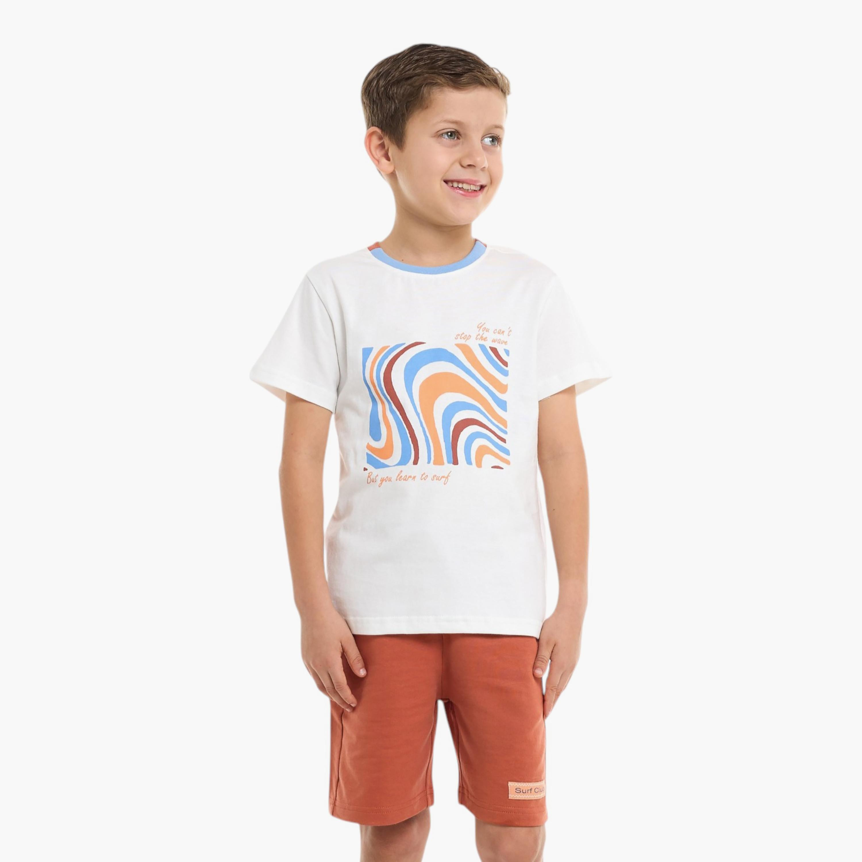 Victor and Jane 2-Piece Printed Short Sleeves T-Shirt with Shorts-boys-clothing-setsandcoords-image-3
