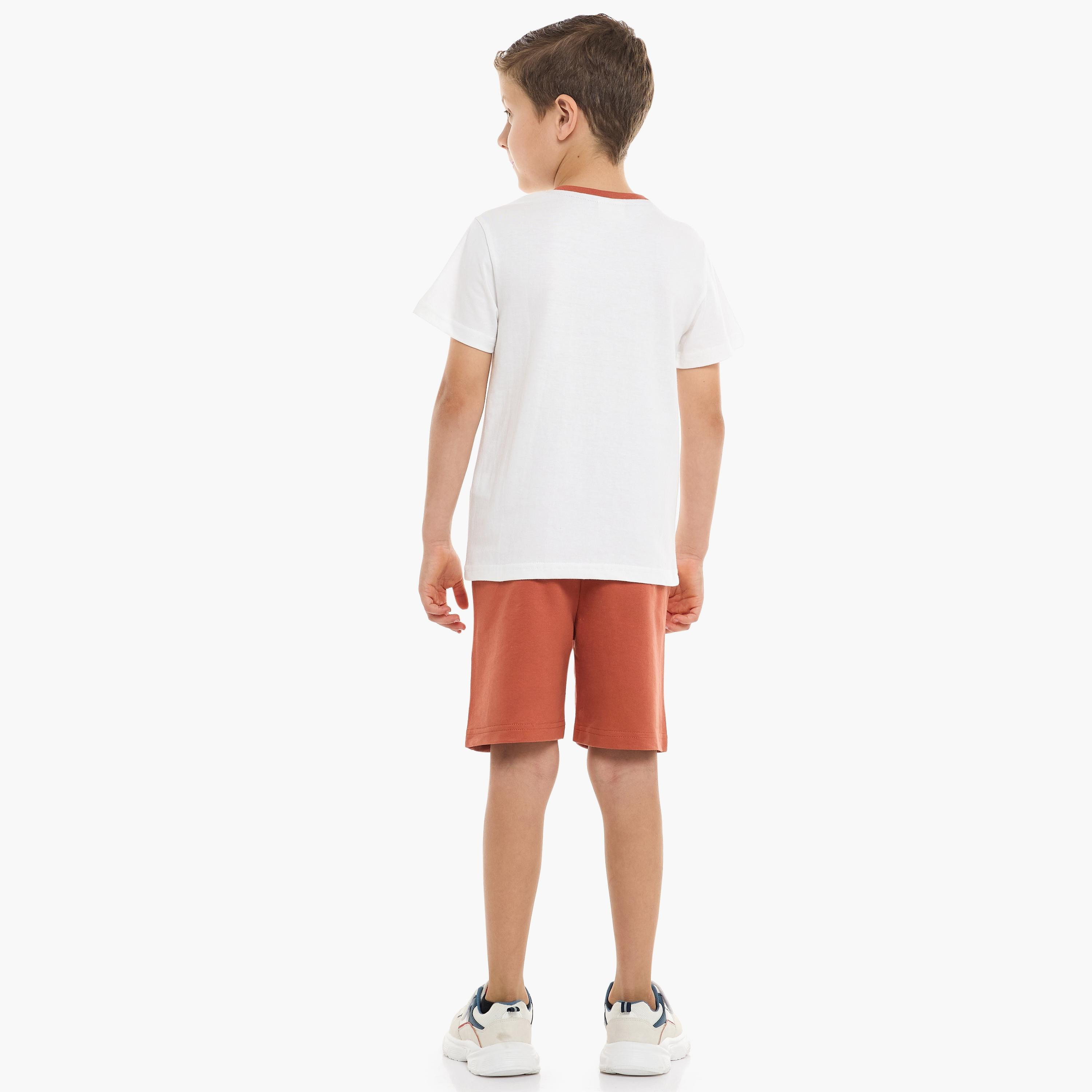 Victor and Jane 2-Piece Printed Short Sleeves T-Shirt with Shorts-boys-clothing-setsandcoords-image-4