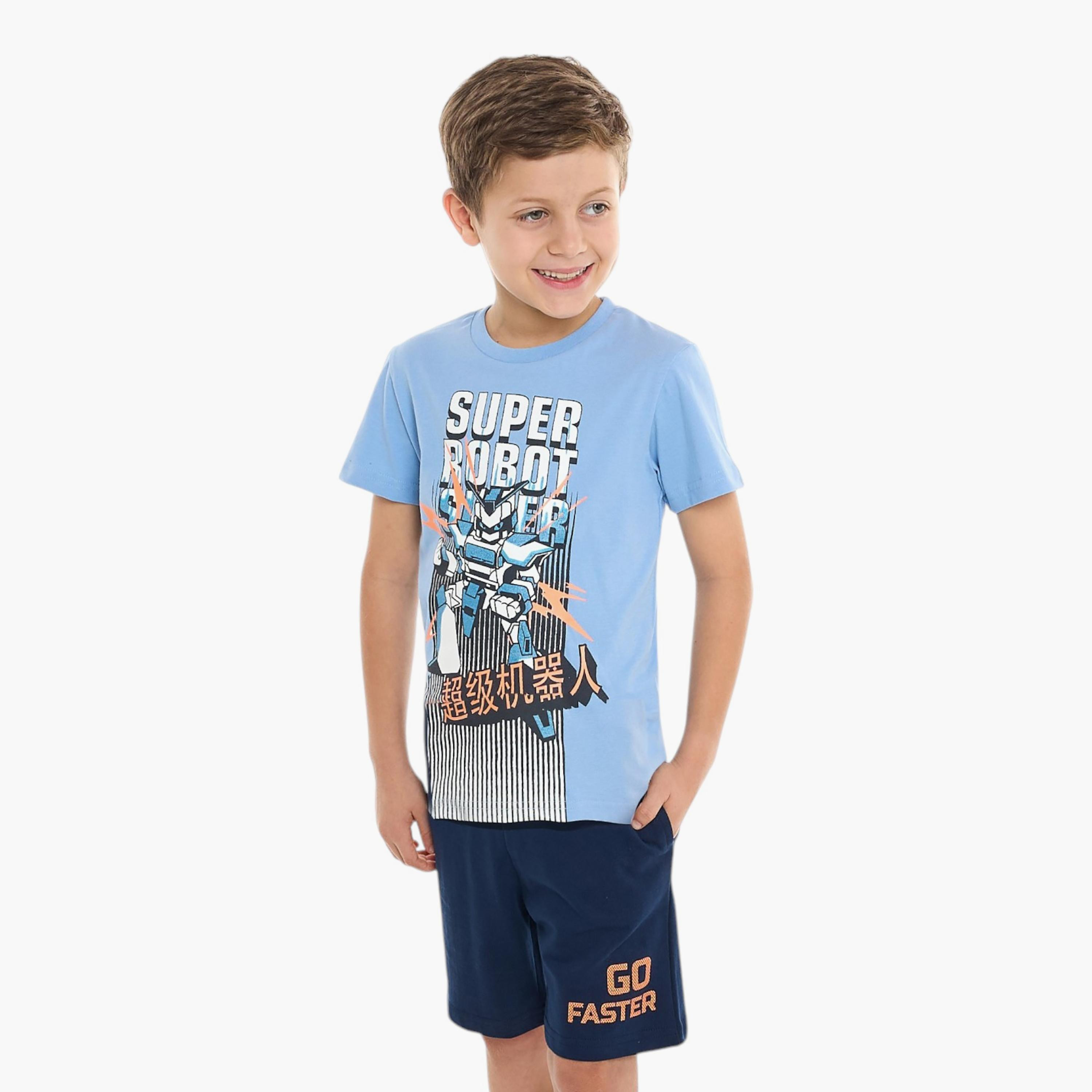 Victor and Jane 2-Piece Printed Short Sleeves T-Shirt with Shorts-boys-clothing-setsandcoords-image-2