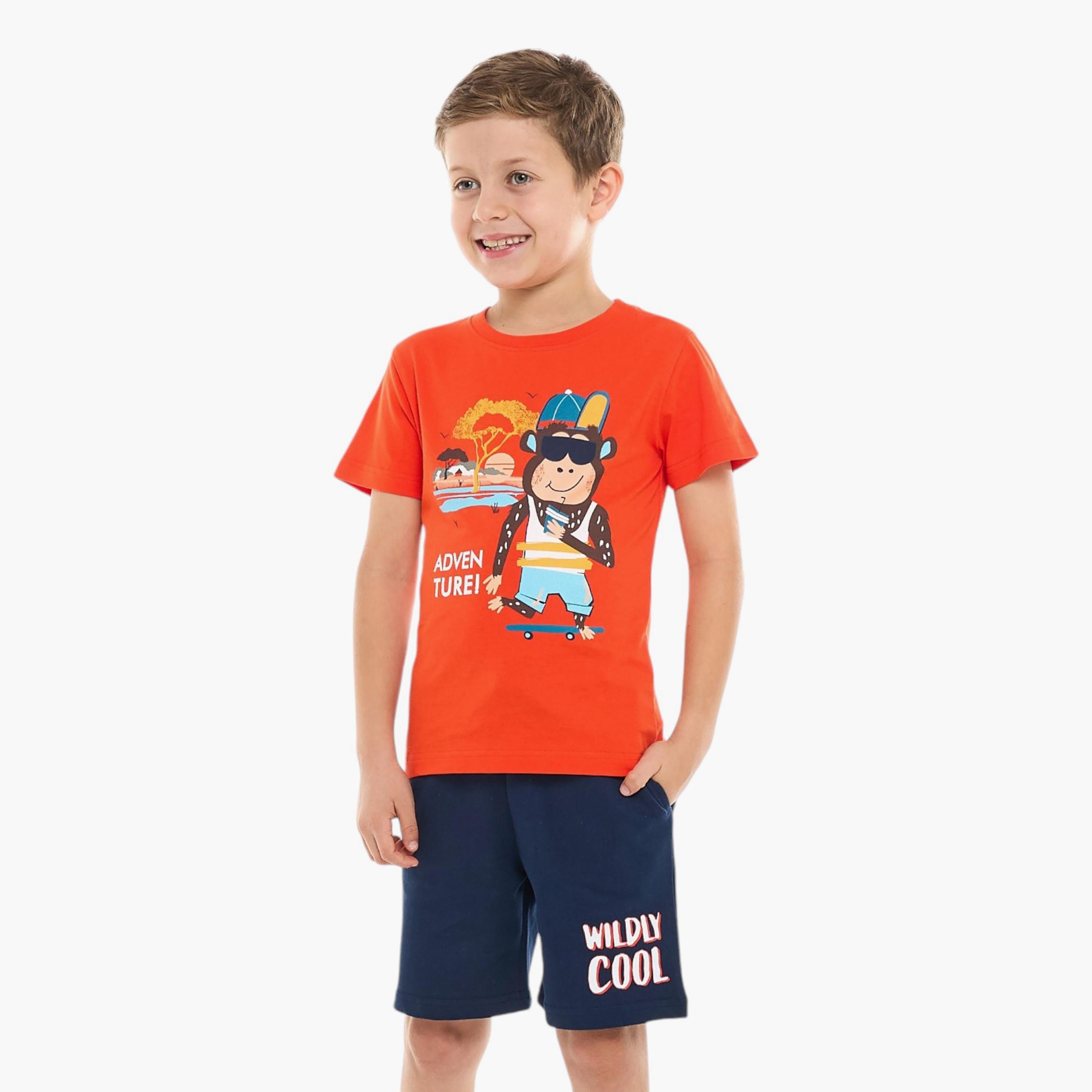 تي شيرت مطبوع بأكمام قصيرة مع شورت من قطعتين من فيكتور اند جين-baby-boys-clothing-setsandcoords-image-2