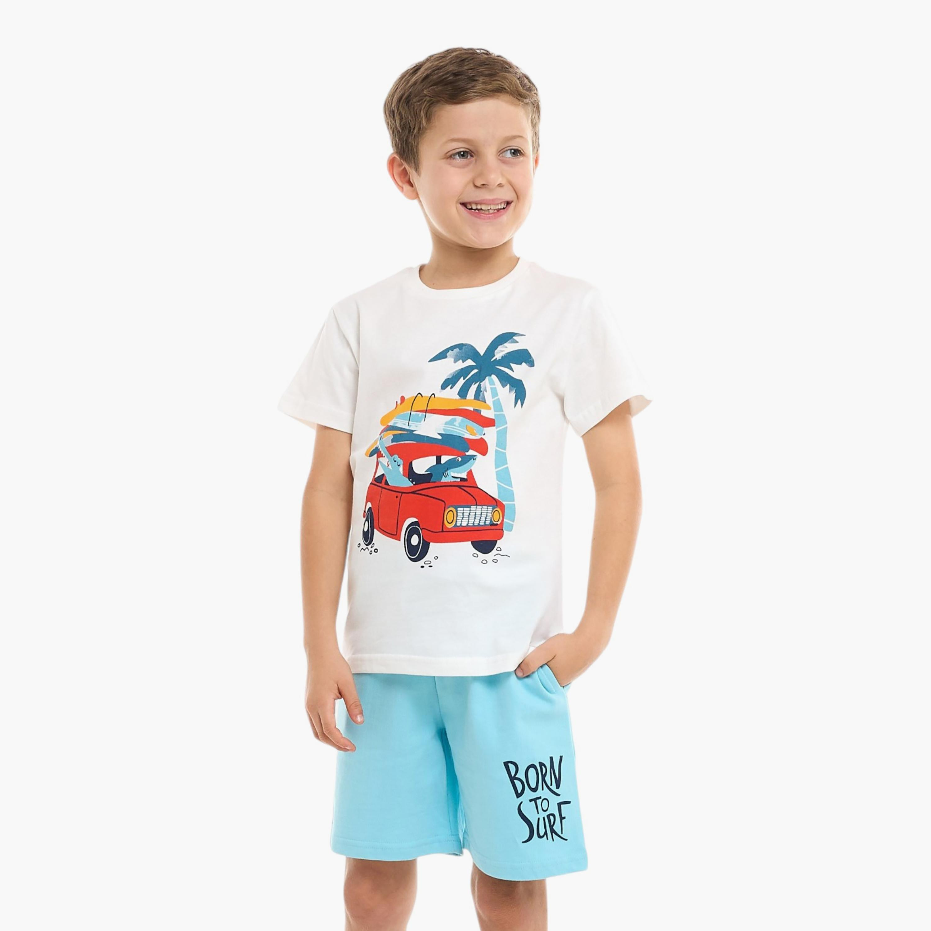 تي شيرت مطبوع بأكمام قصيرة مع شورت من قطعتين من فيكتور اند جين-baby-boys-clothing-setsandcoords-image-3