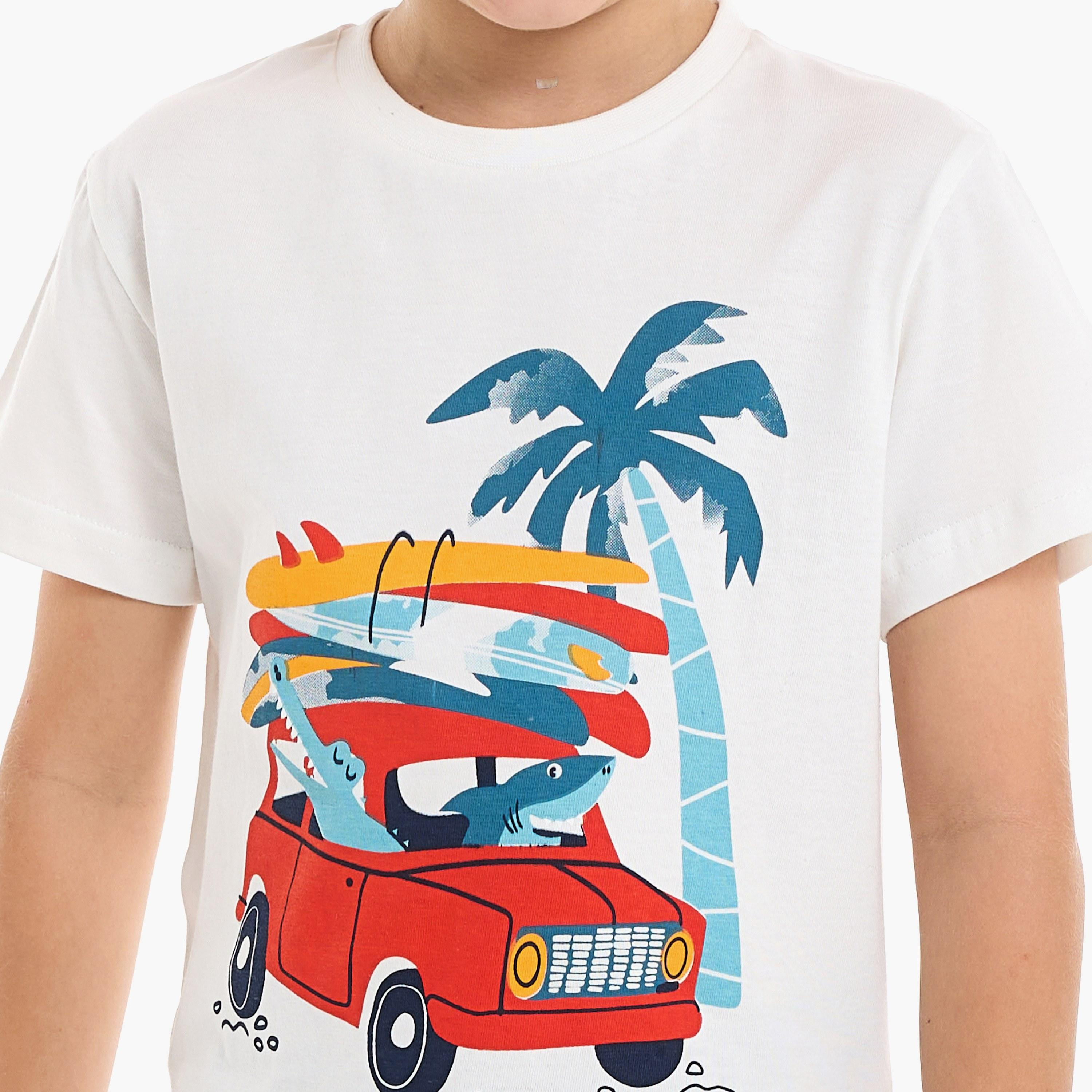 تي شيرت مطبوع بأكمام قصيرة مع شورت من قطعتين من فيكتور اند جين-baby-boys-clothing-setsandcoords-image-5