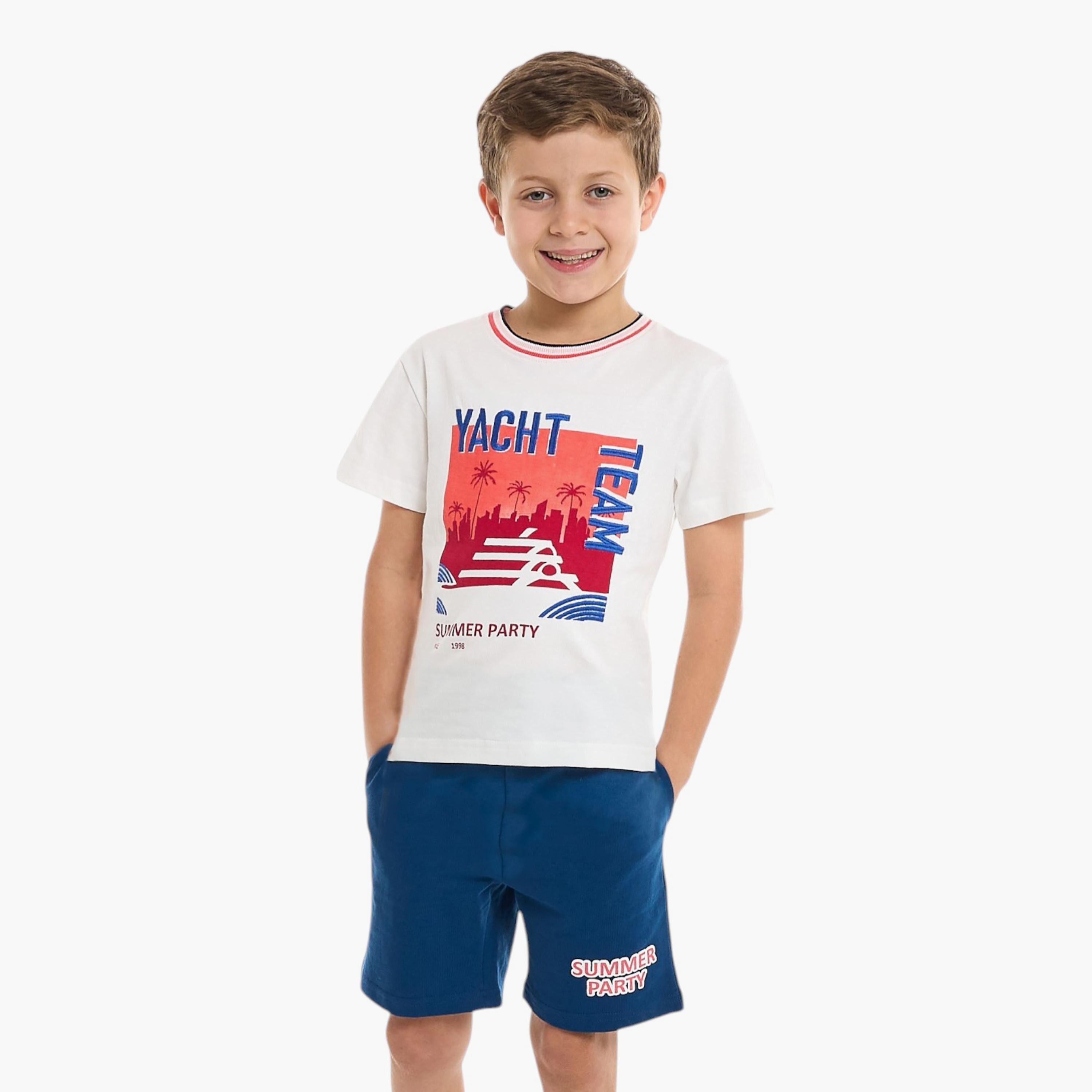 Victor and Jane 2-Piece Printed Short Sleeves T-Shirt with Shorts-boys-clothing-setsandcoords-image-3