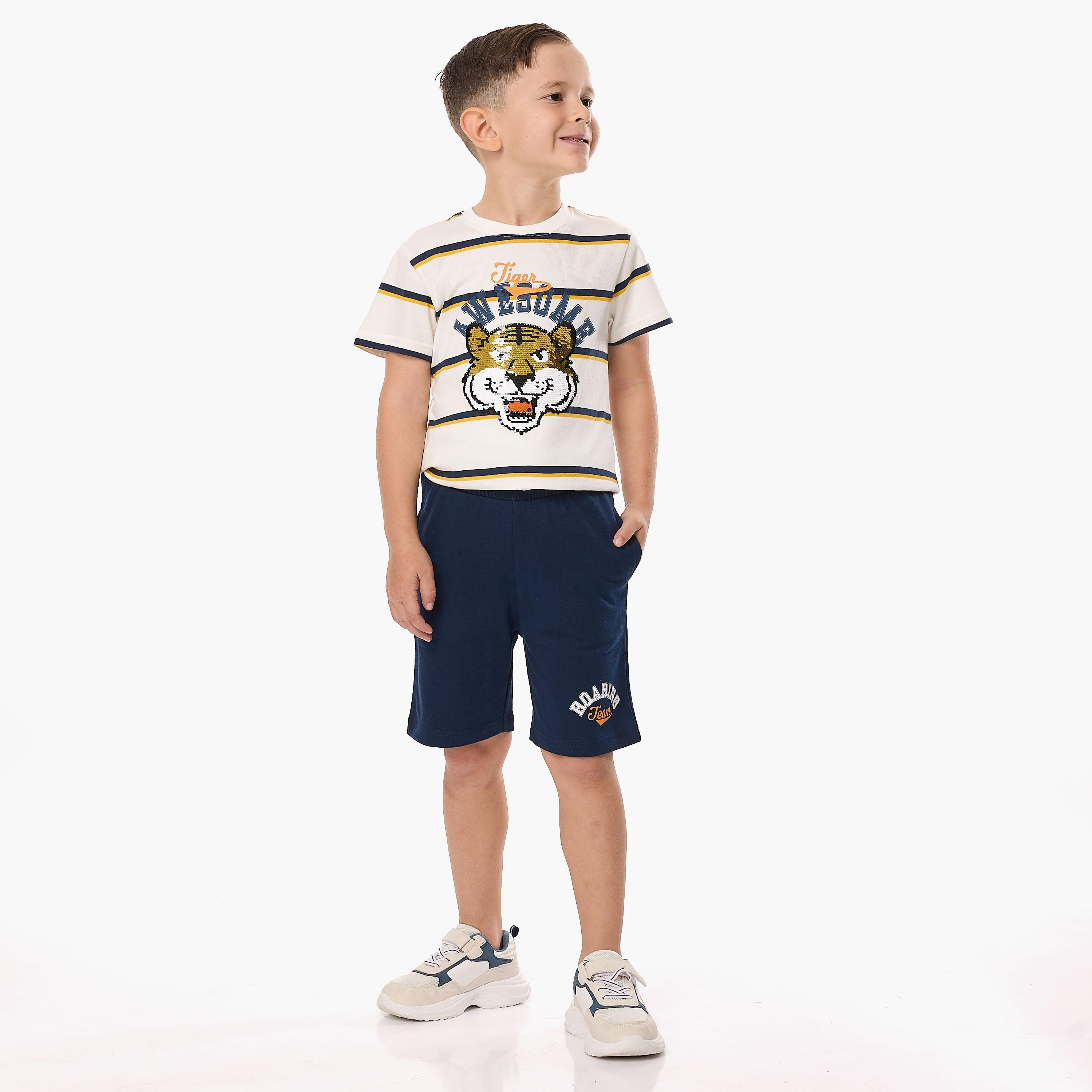 Victor and Jane 2-Piece Striped Short Sleeves T-Shirt with Shorts-boys-clothing-setsandcoords-image-1