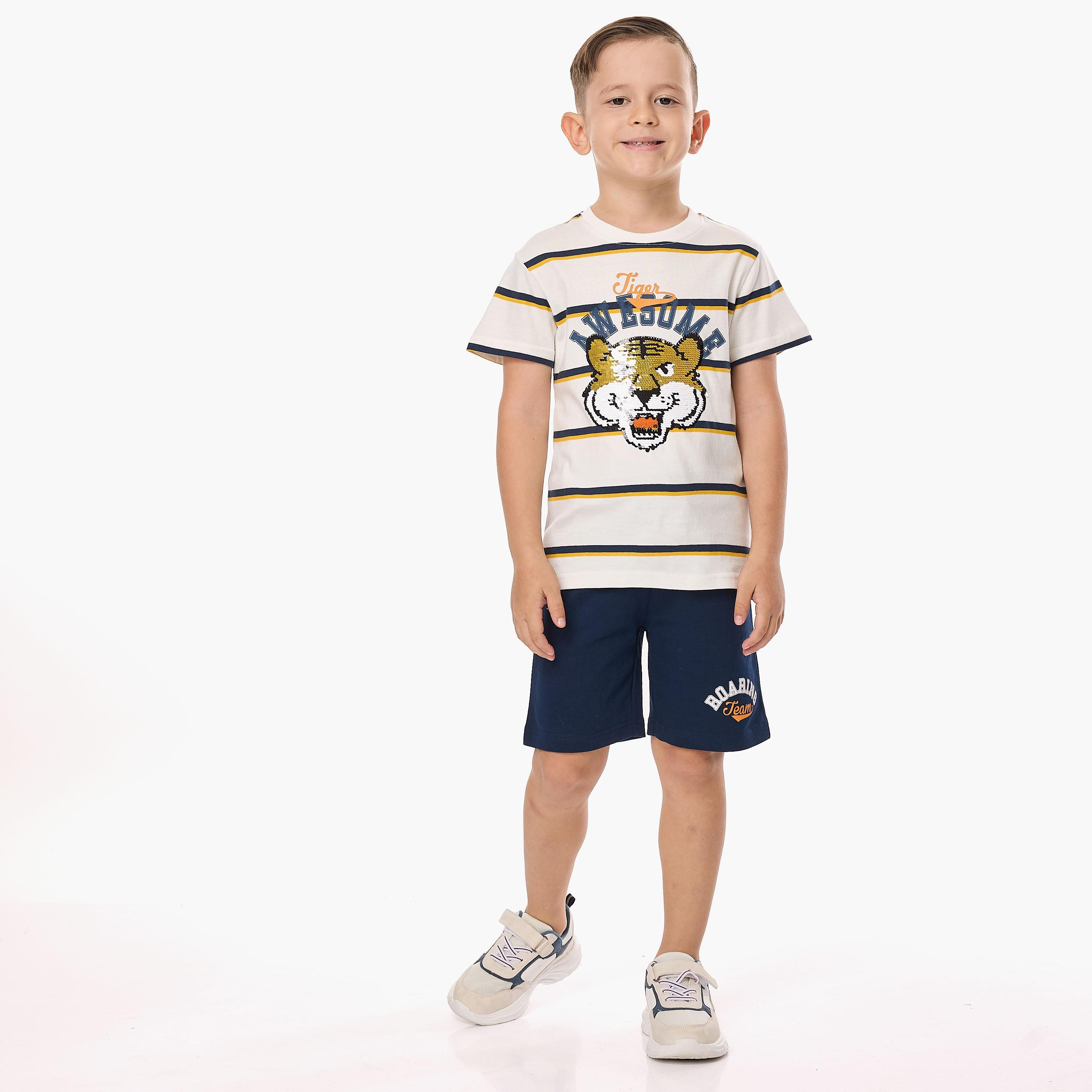 Victor and Jane 2-Piece Striped Short Sleeves T-Shirt with Shorts-boys-clothing-setsandcoords-image-2