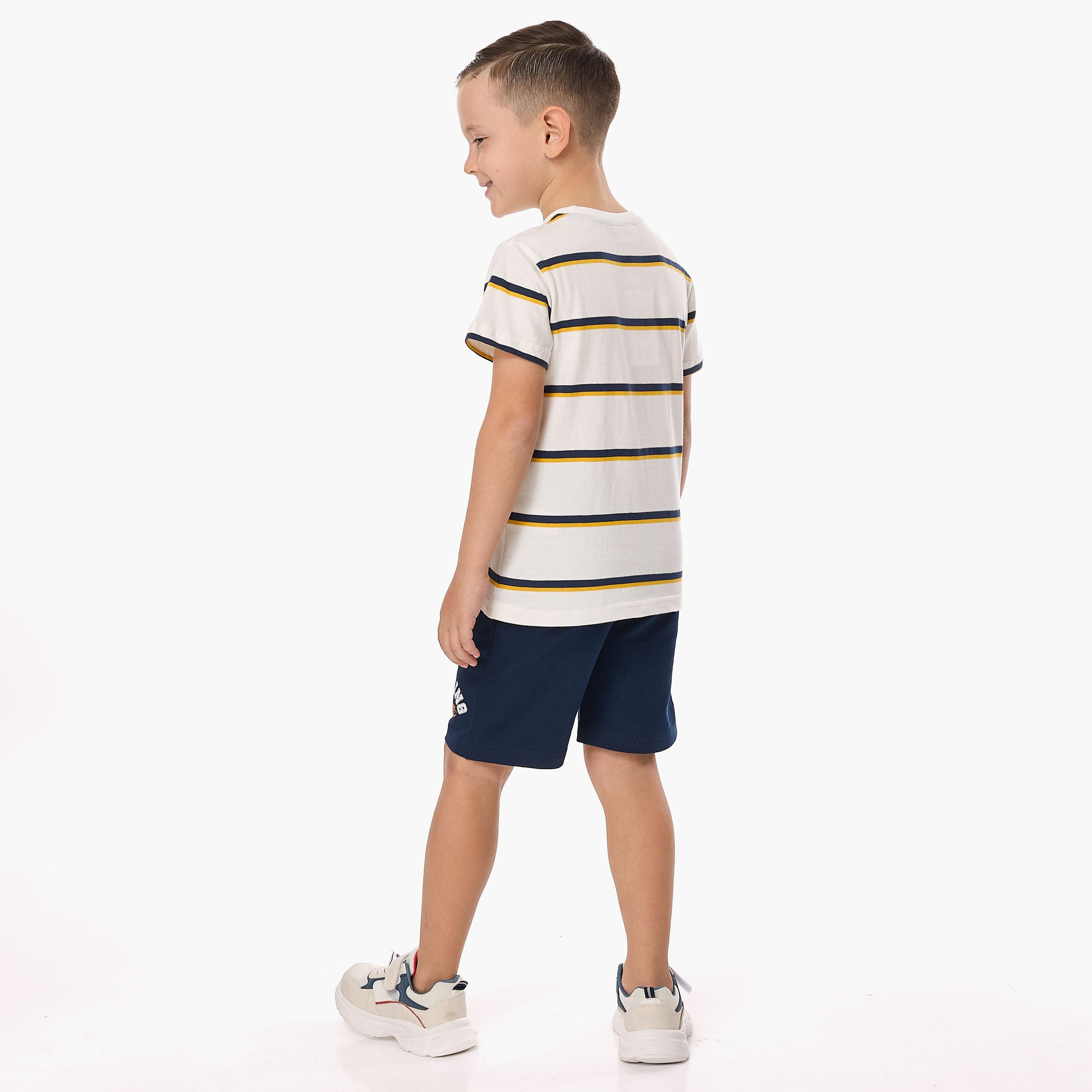 Victor and Jane 2-Piece Striped Short Sleeves T-Shirt with Shorts-boys-clothing-setsandcoords-image-3